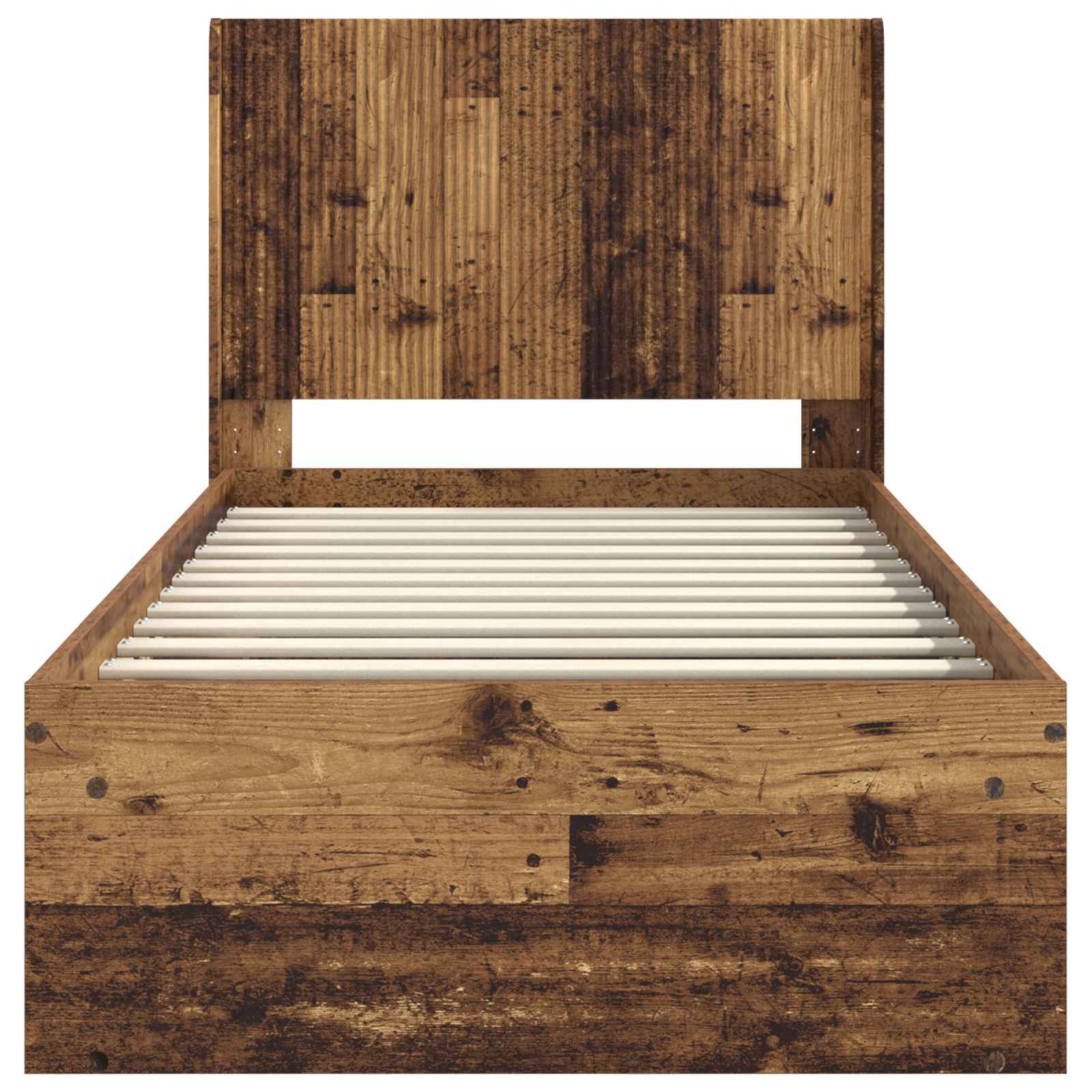 Bettgestell mit Stauraum und Kopfteil Altholz 90 x 190 cm