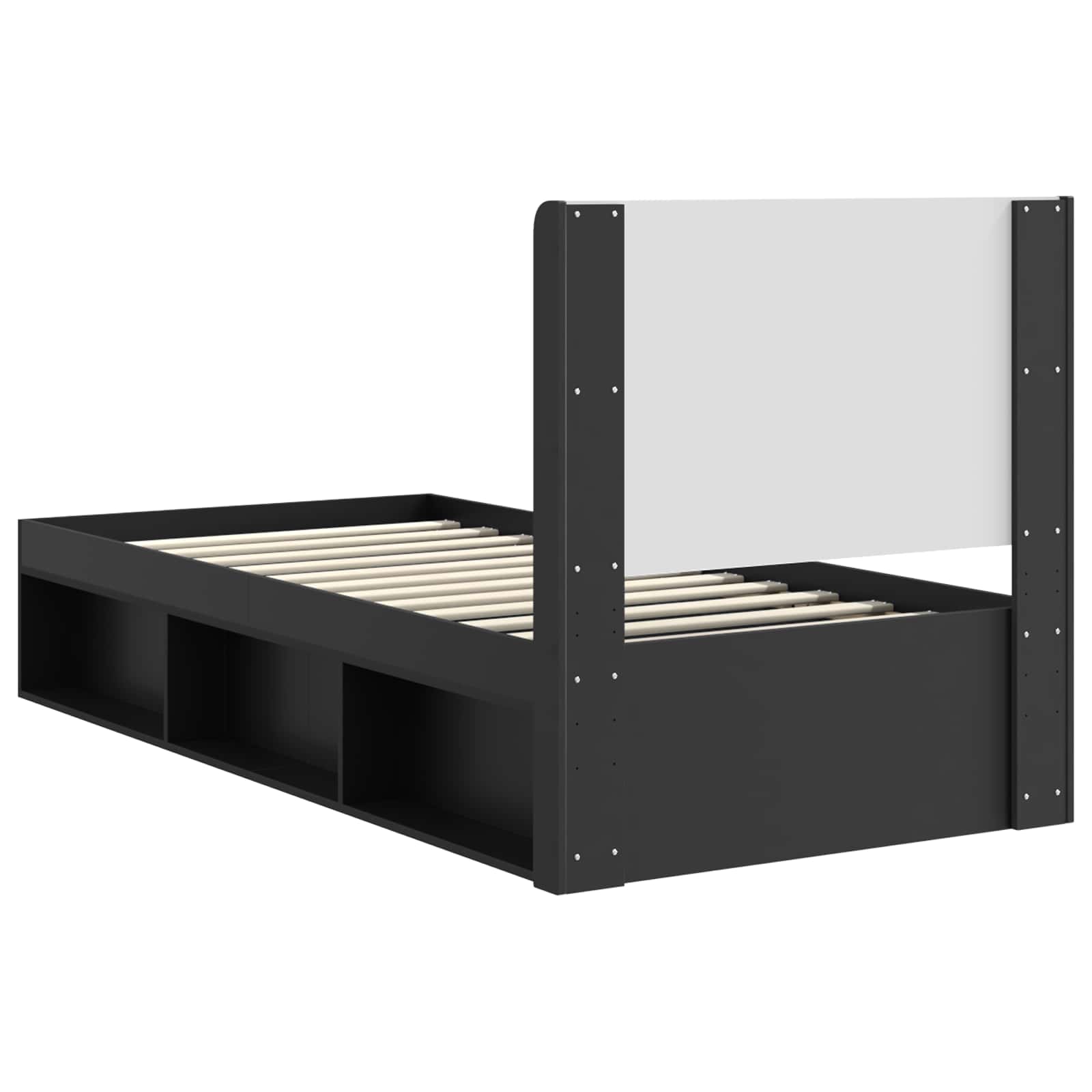 Bettgestell mit Stauraum und Kopfteil Schwarz 75 x 190 cm