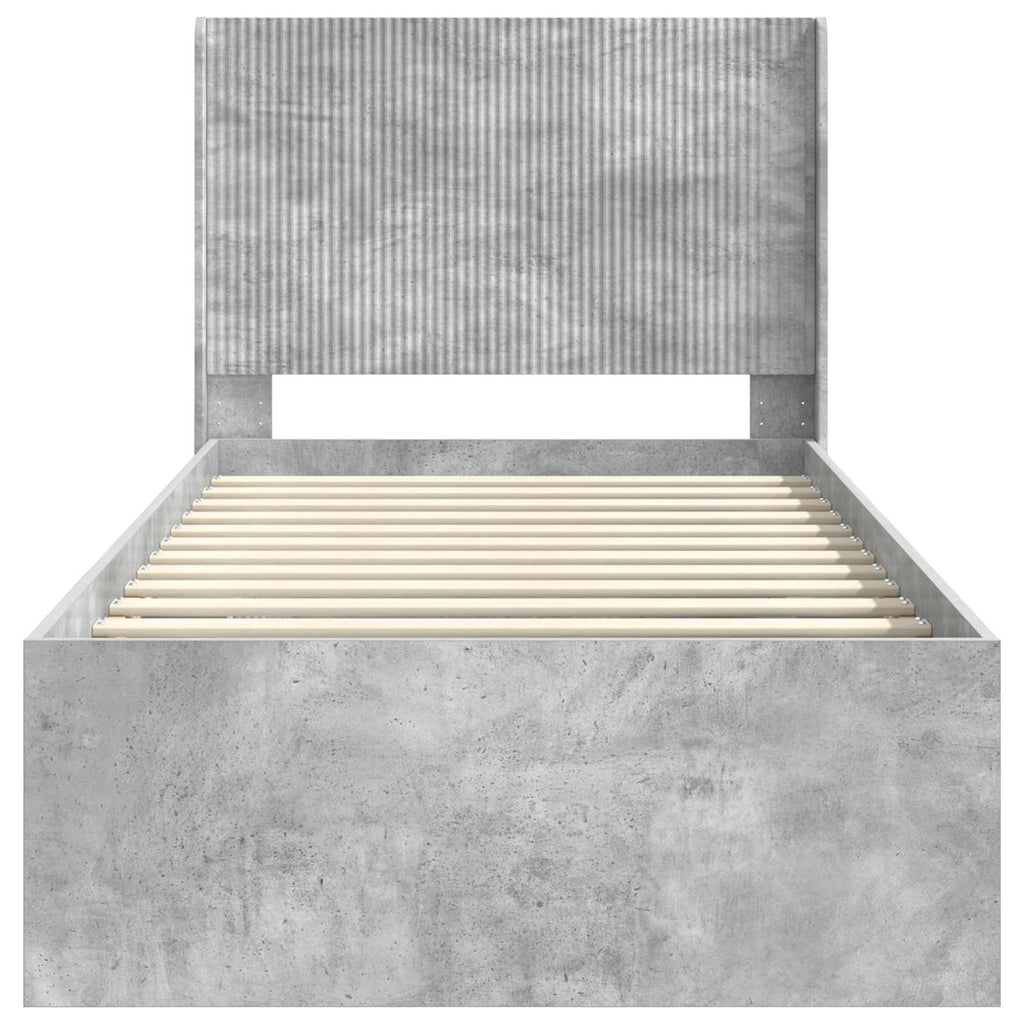Bettgestell mit Stauraum und Kopfteil Betongrau 75 x 190 cm