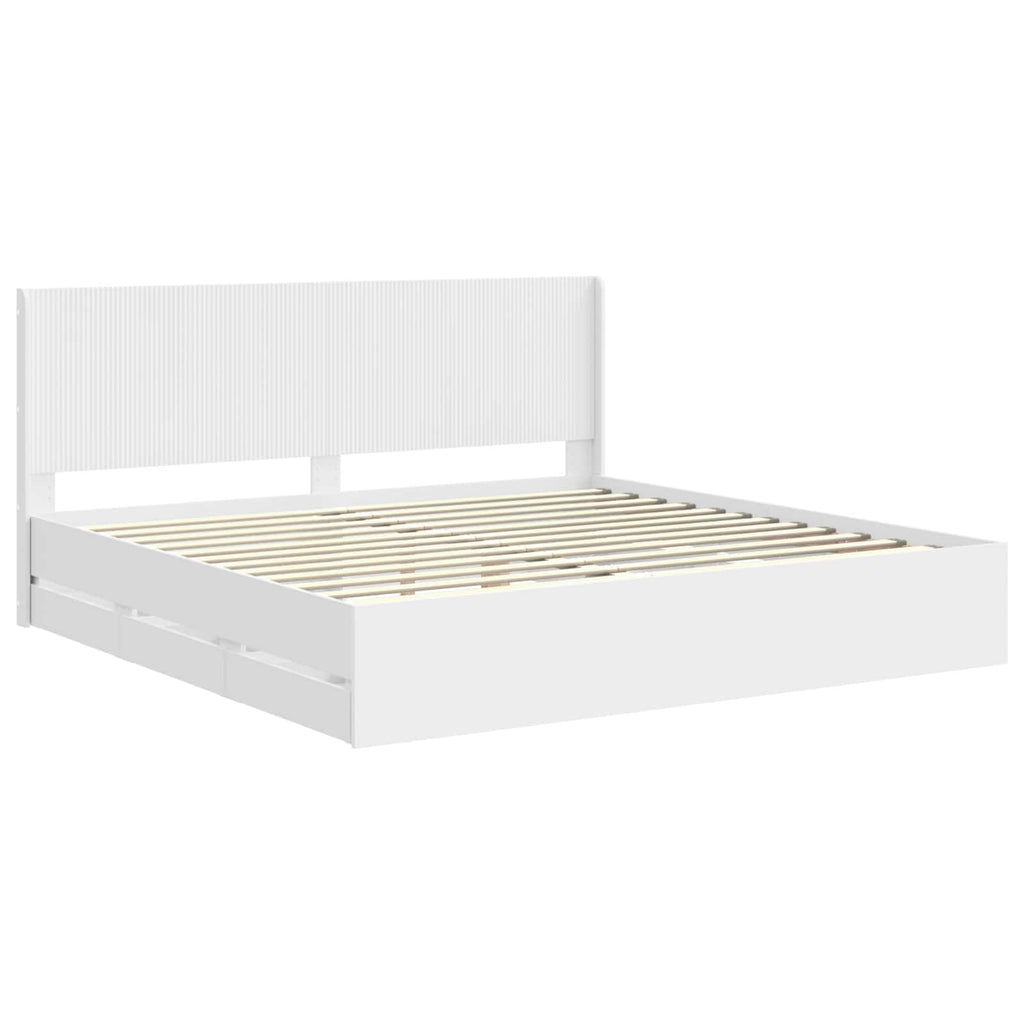 Bettgestell mit Stauraum und Kopfteil Weiß 200 x 200 cm