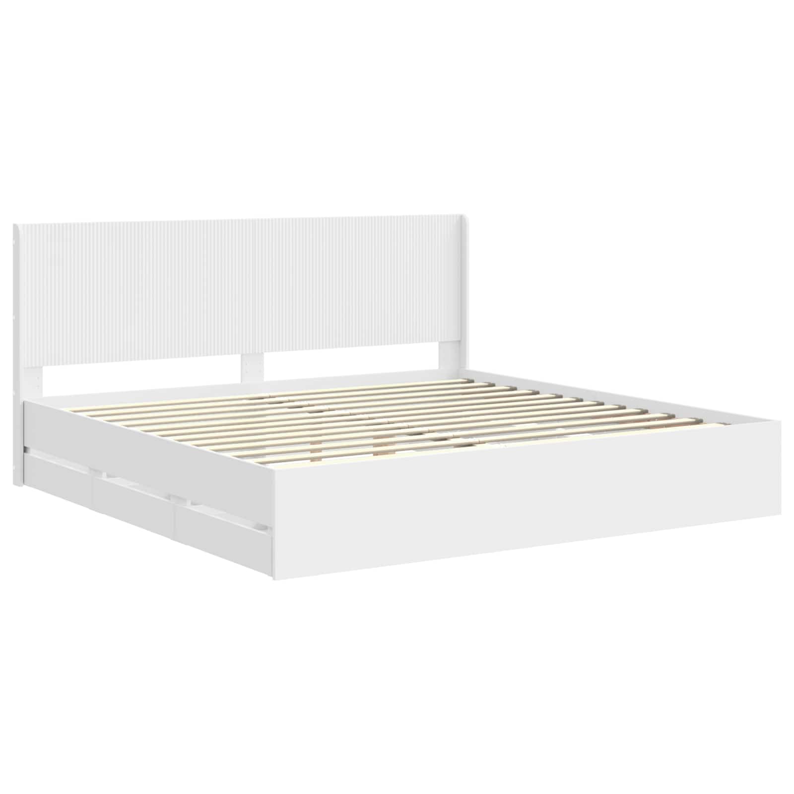 Bettgestell mit Stauraum und Kopfteil Weiß 200 x 200 cm