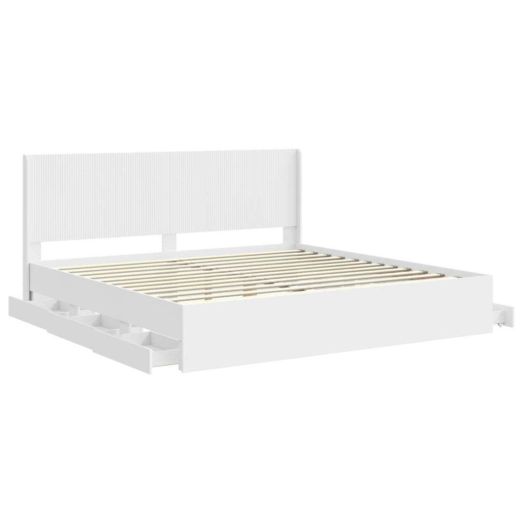 Bettgestell mit Stauraum und Kopfteil Weiß 200 x 200 cm