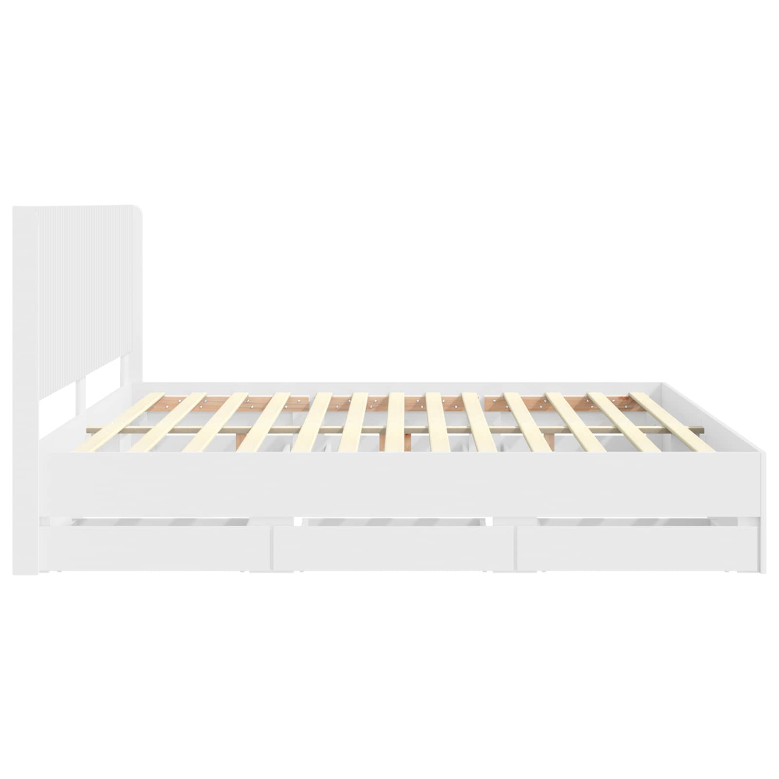 Bettgestell mit Stauraum und Kopfteil Weiß 200 x 200 cm