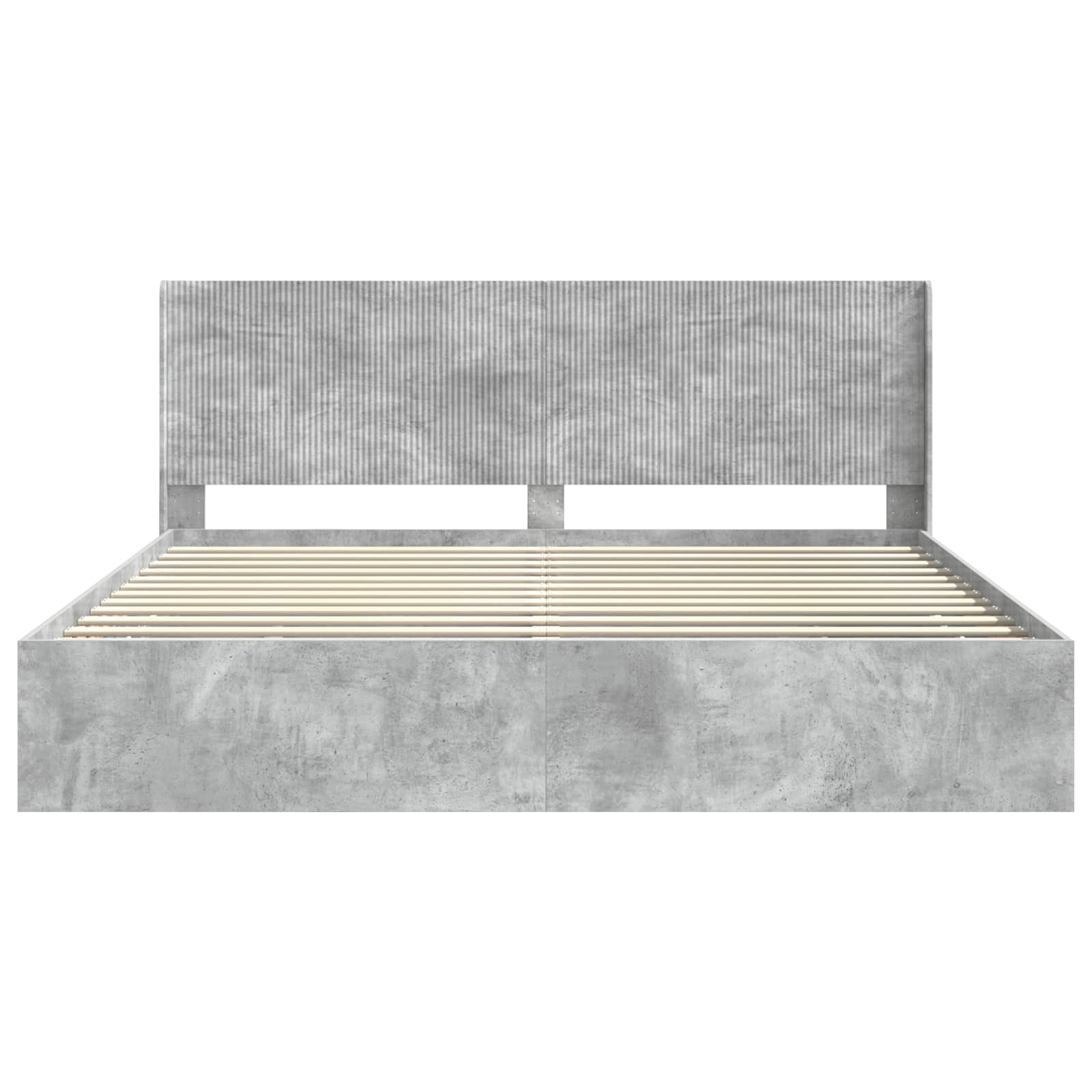 Bettgestell mit Stauraum und Kopfteil Betongrau 200 x 200 cm