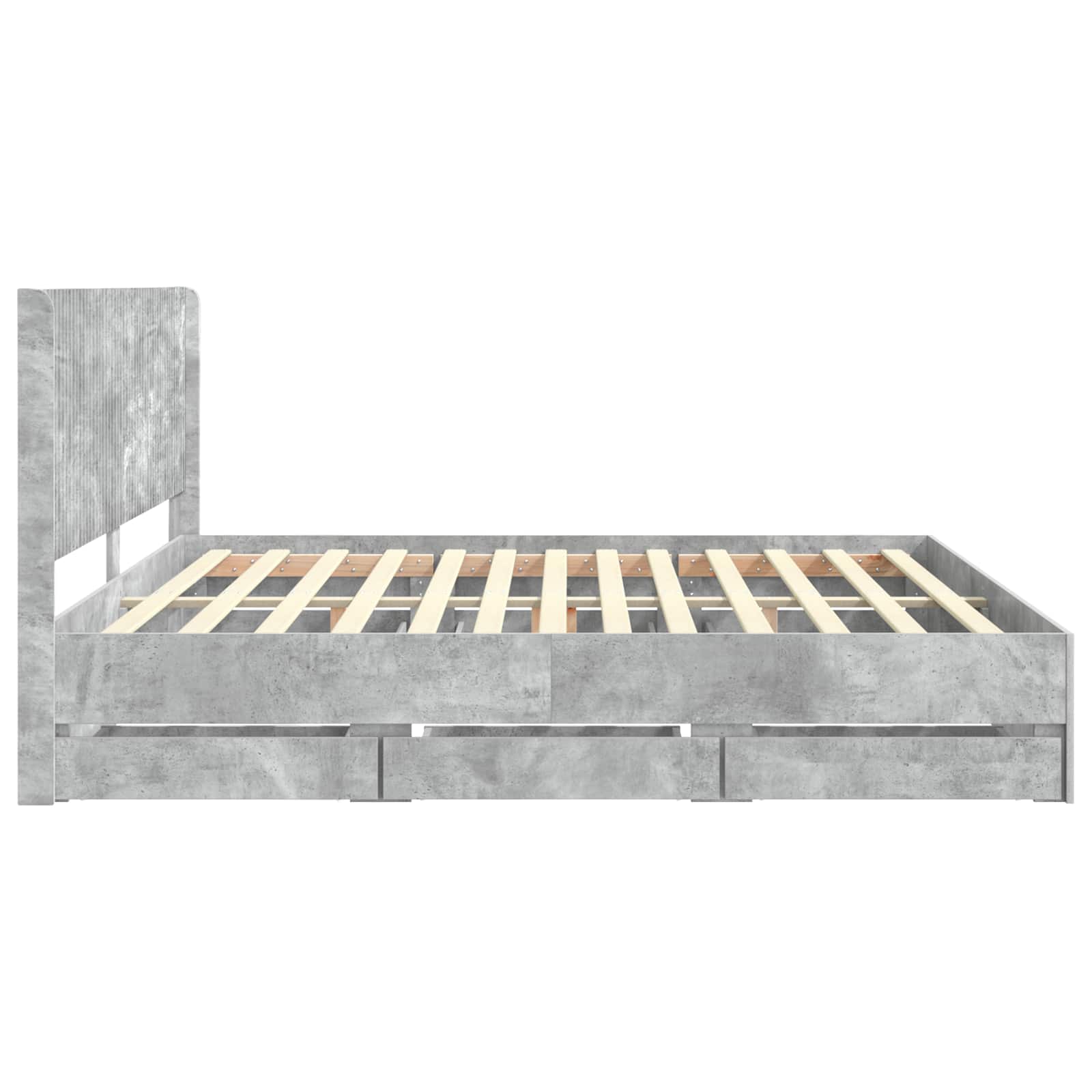 Bettgestell mit Stauraum und Kopfteil Betongrau 200 x 200 cm