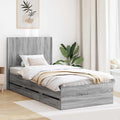 Bettgestell mit Stauraum und Kopfteil Graues Sonoma 75 x 190 cm