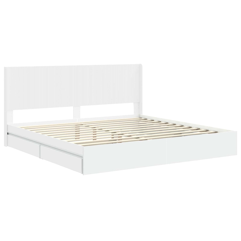 Bettgestell mit Stauraum und Kopfteil Weiß 200 x 200 cm