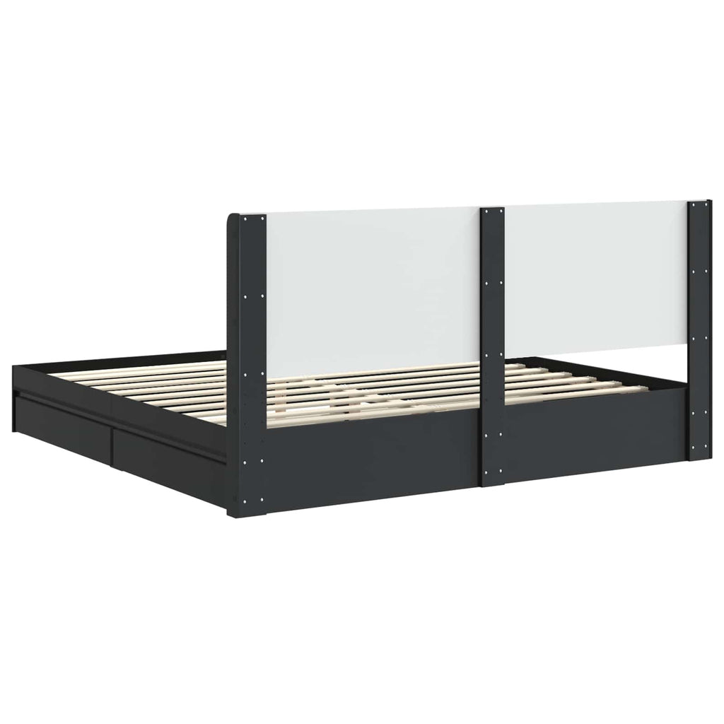 Bettgestell mit Stauraum und Kopfteil Schwarz 200 x 200 cm
