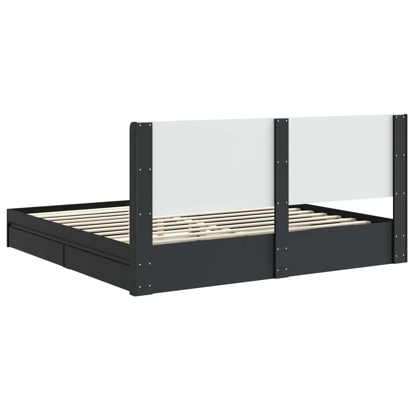 Bettgestell mit Stauraum und Kopfteil Schwarz 200 x 200 cm