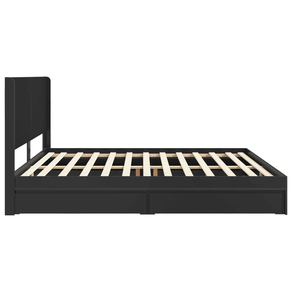 Bettgestell mit Stauraum und Kopfteil Schwarz 200 x 200 cm