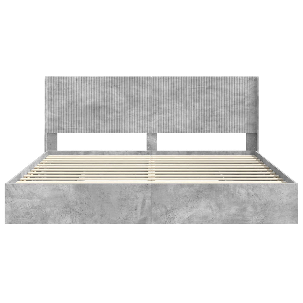 Bettgestell mit Stauraum und Kopfteil Betongrau 180 x 200 cm