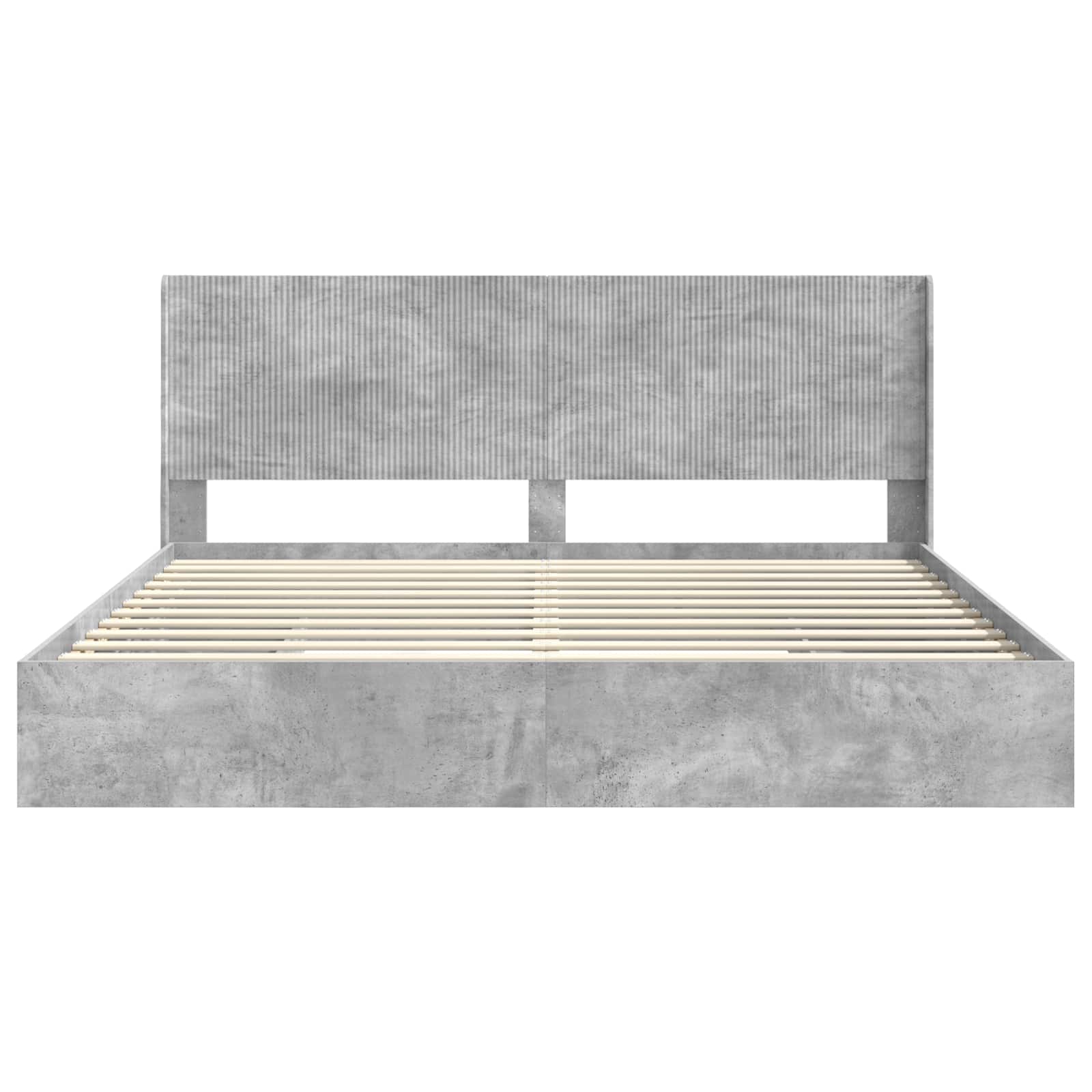 Bettgestell mit Stauraum und Kopfteil Betongrau 180 x 200 cm