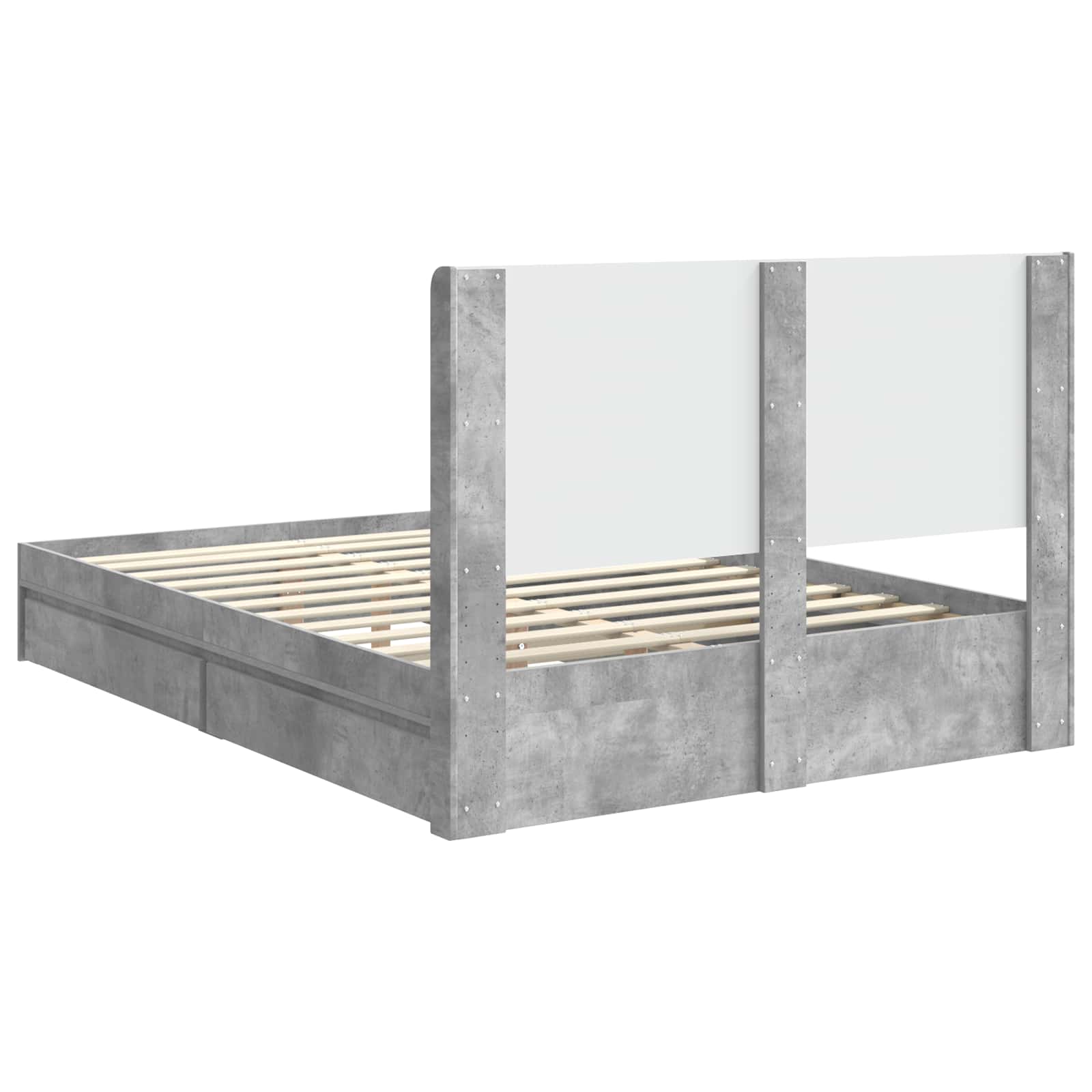 Bettgestell mit Stauraum und Kopfteil Betongrau 150 x 200 cm