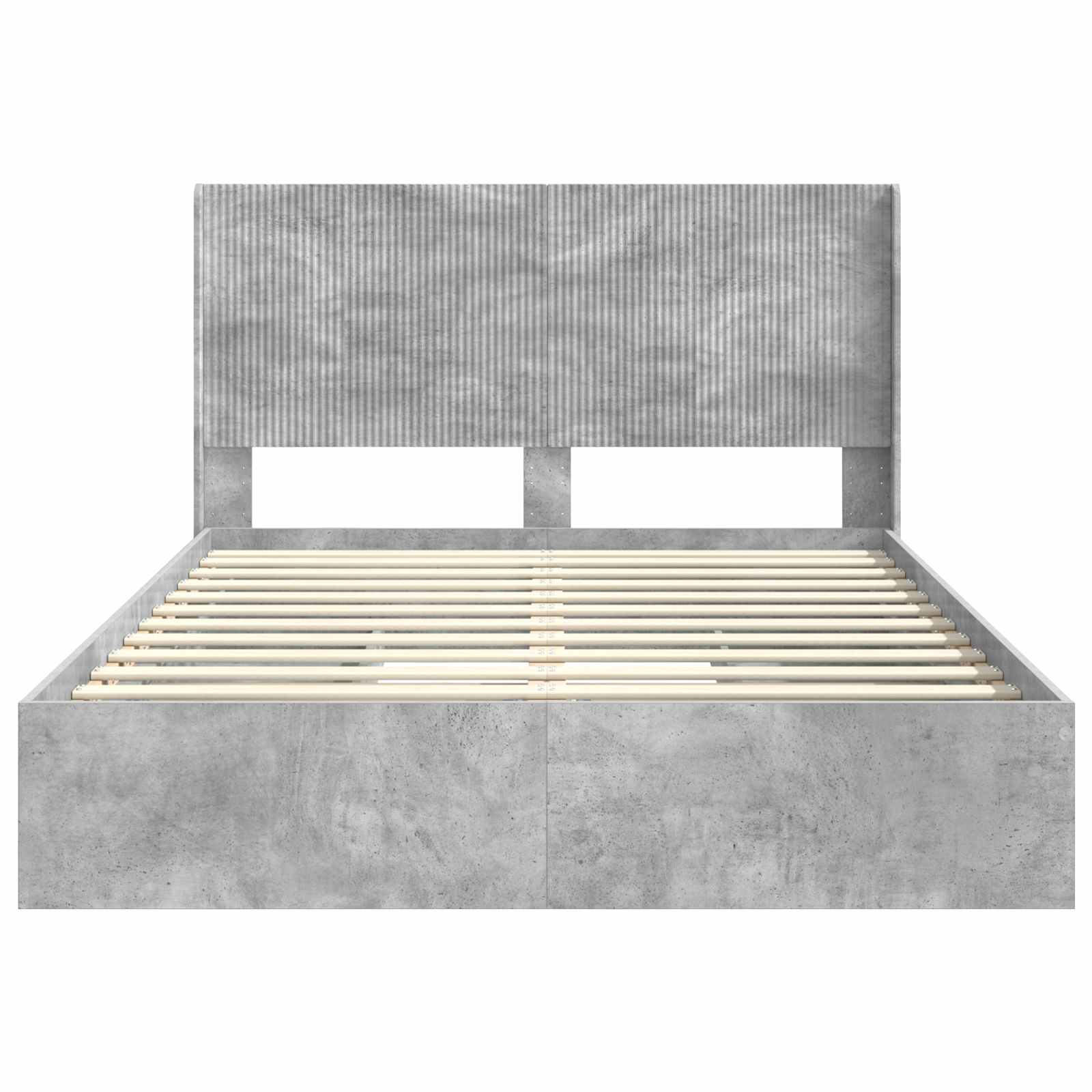 Bettgestell mit Stauraum und Kopfteil Betongrau 150 x 200 cm