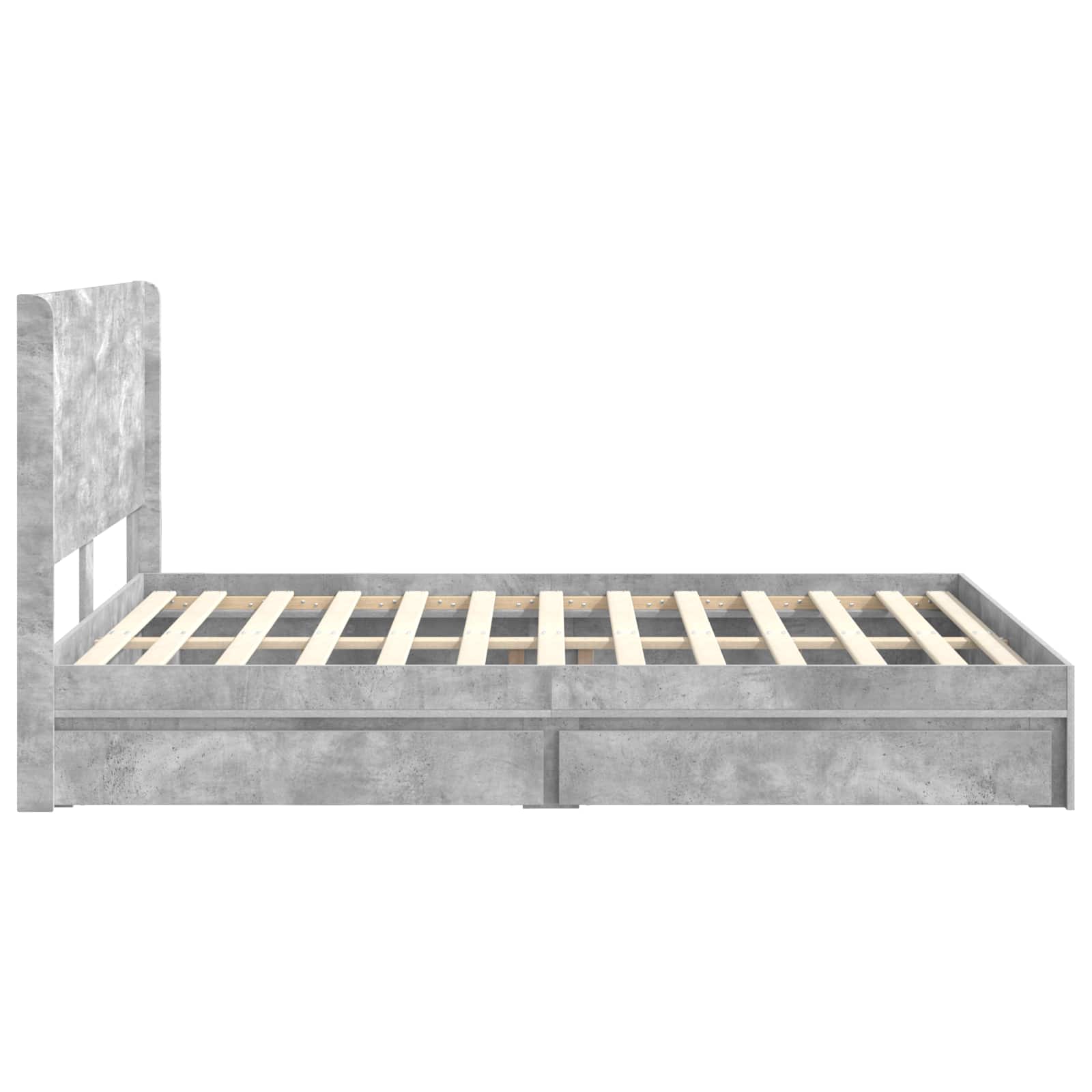 Bettgestell mit Stauraum und Kopfteil Betongrau 150 x 200 cm