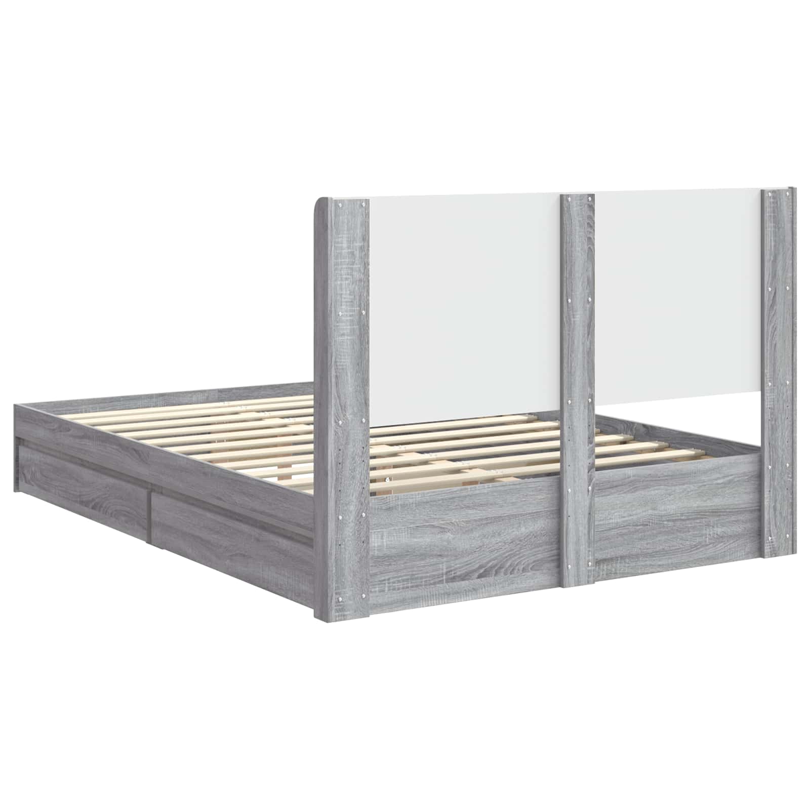 Bettgestell mit Stauraum und Kopfteil Grau Sonoma 150 x 200 cm