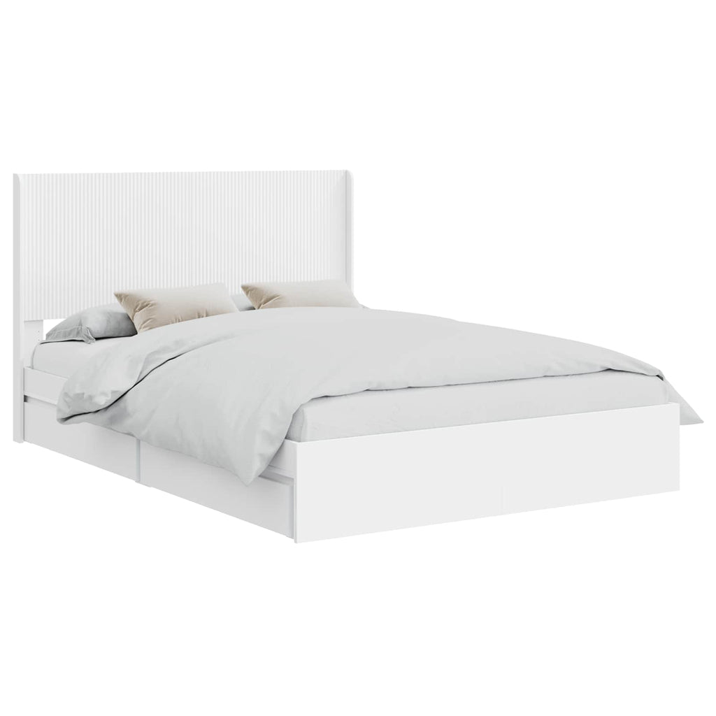 Bettgestell mit Stauraum und Kopfteil 3 pcs Holzwerkstoff