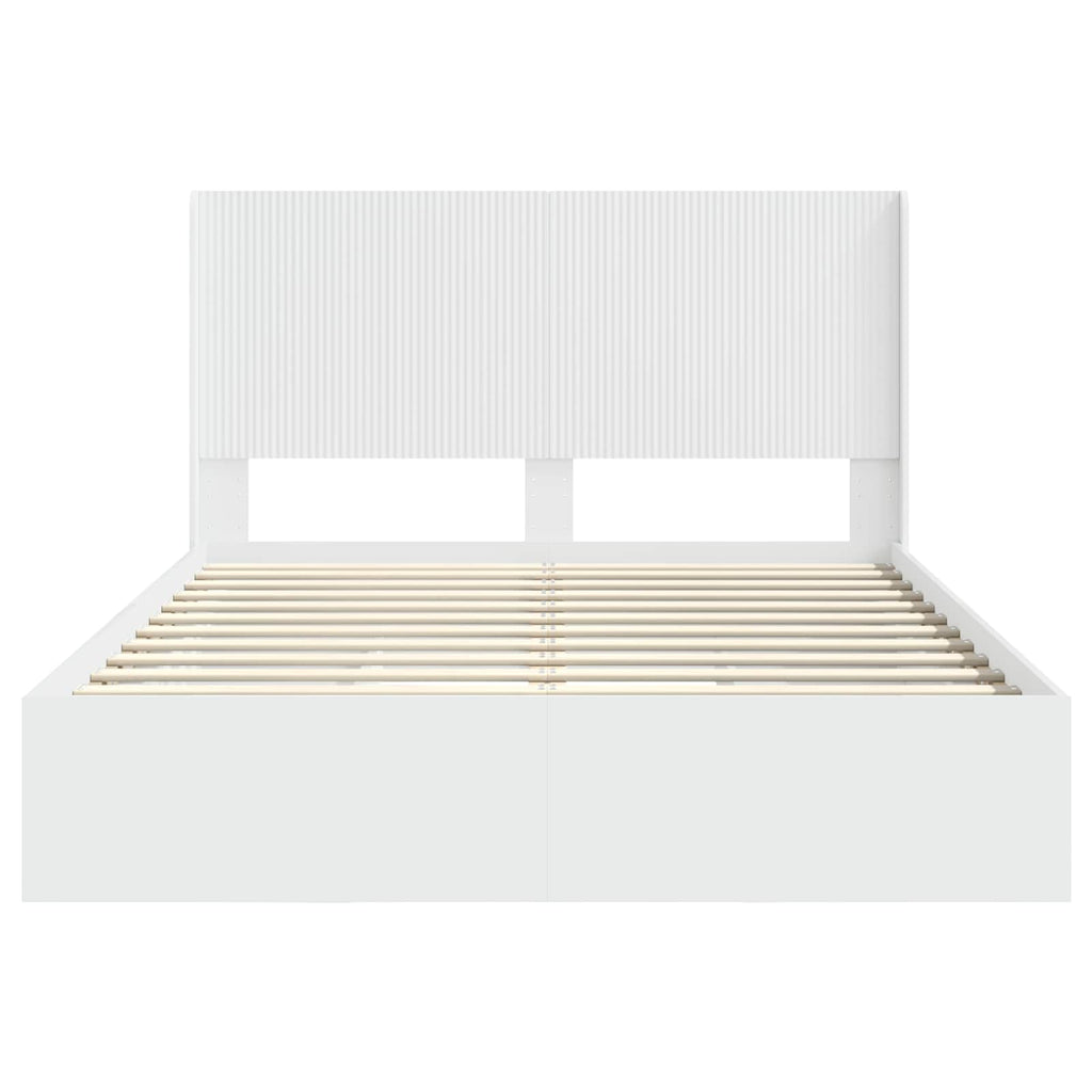 Bettgestell mit Stauraum und Kopfteil 3 pcs Holzwerkstoff