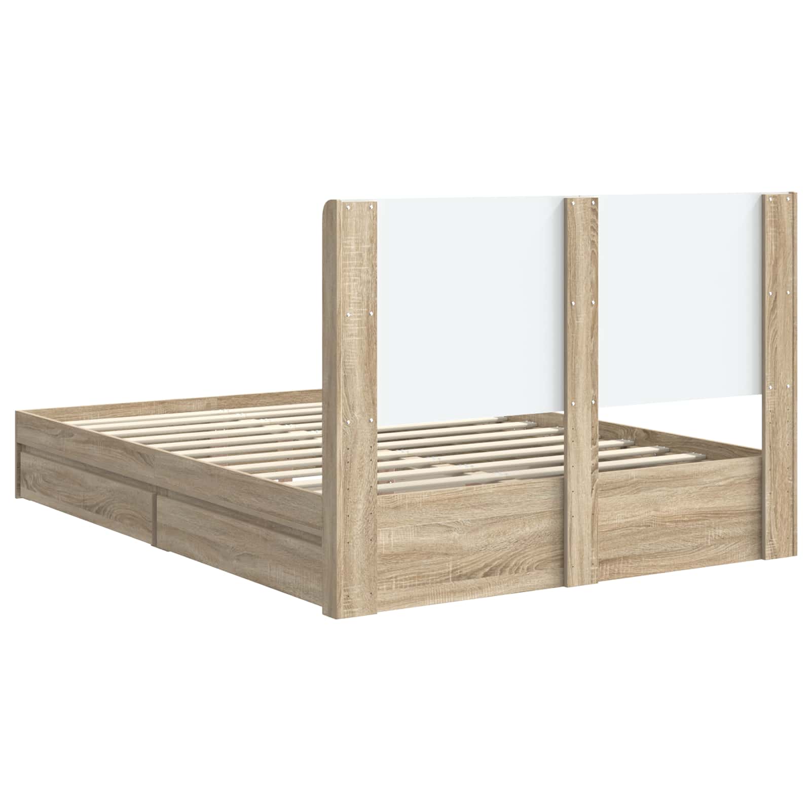 Bettgestell mit Stauraum und Kopfteil 3 pcs Holzwerkstoff