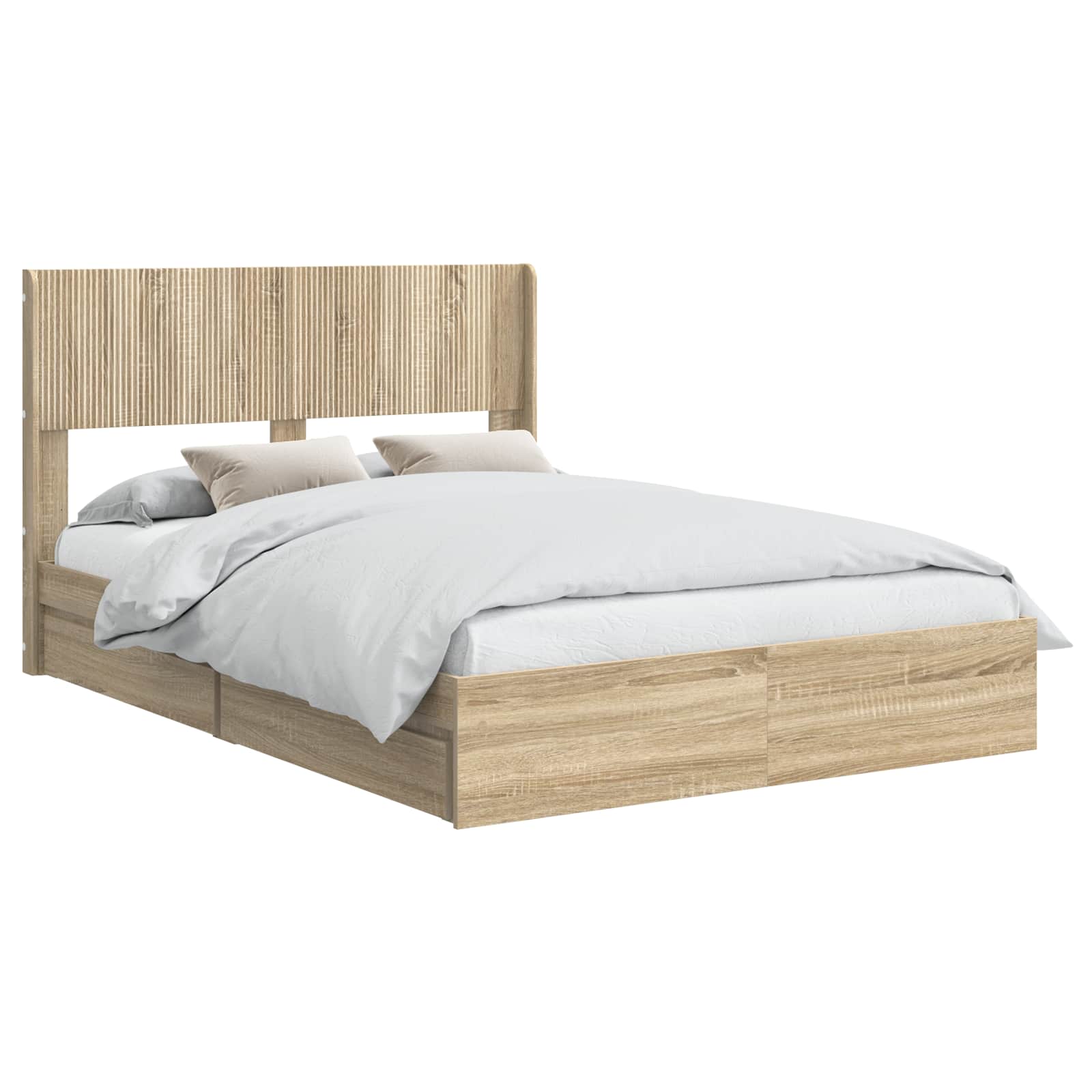 Bettgestell mit Stauraum und Kopfteil Sonoma-Eiche 135 x 190 cm