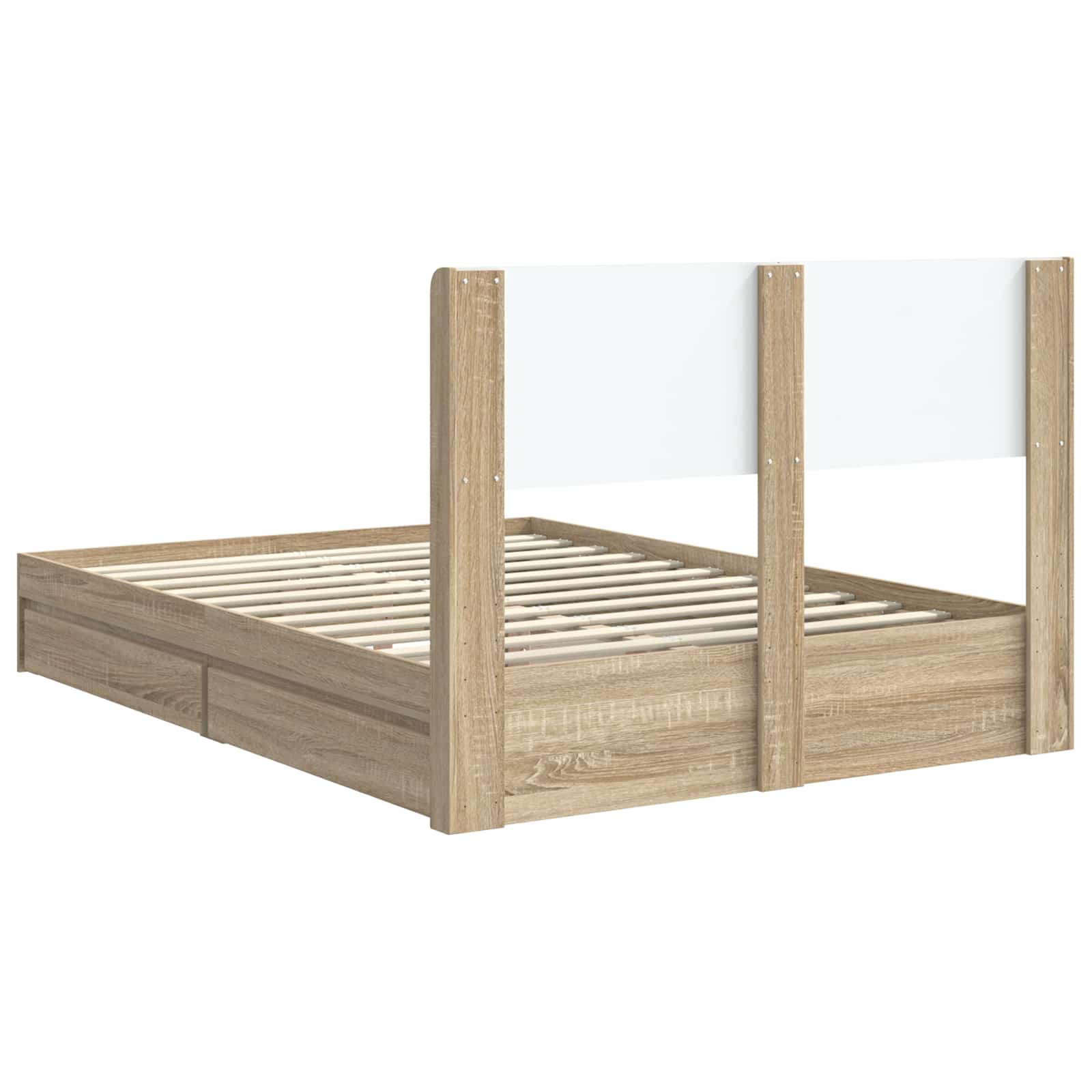 Bettgestell mit Stauraum und Kopfteil Sonoma-Eiche 135 x 190 cm