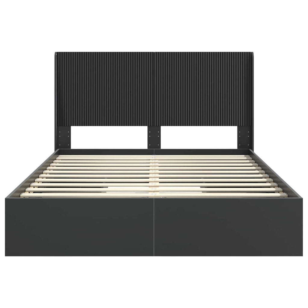Bettgestell mit Stauraum und Kopfteil Schwarz 120 x 190 cm