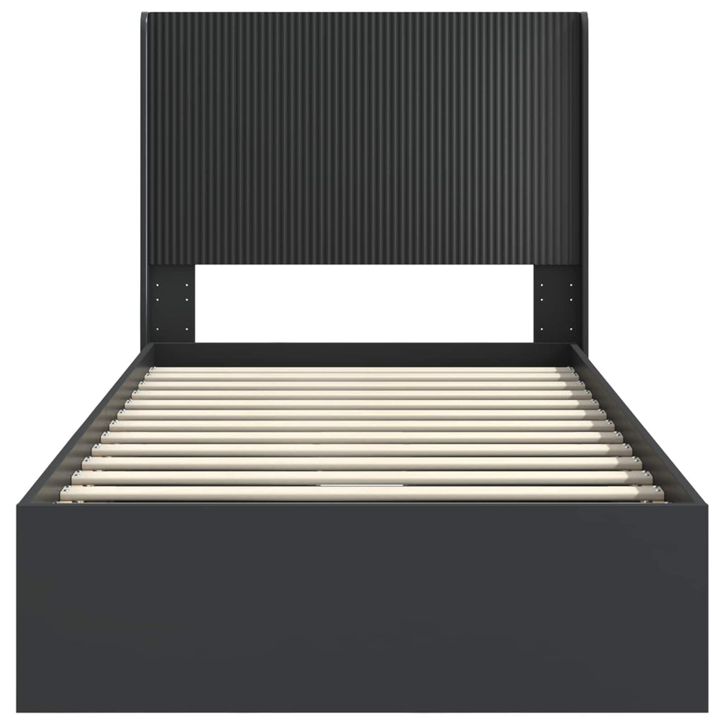 Bettgestell mit Stauraum und Kopfteil Schwarz 100 x 200 cm