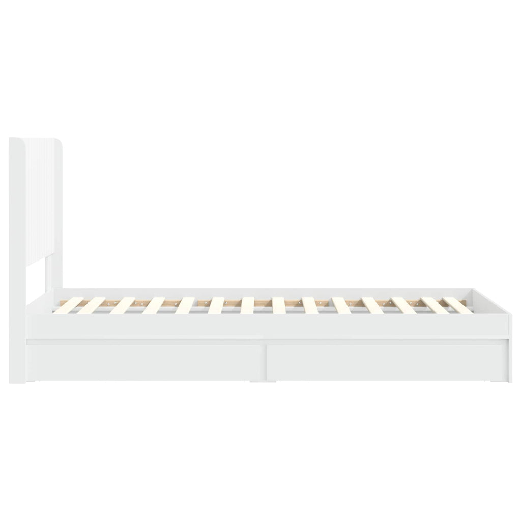 Bettgestell mit Stauraum und Kopfteil Weiß 90 x 200 cm