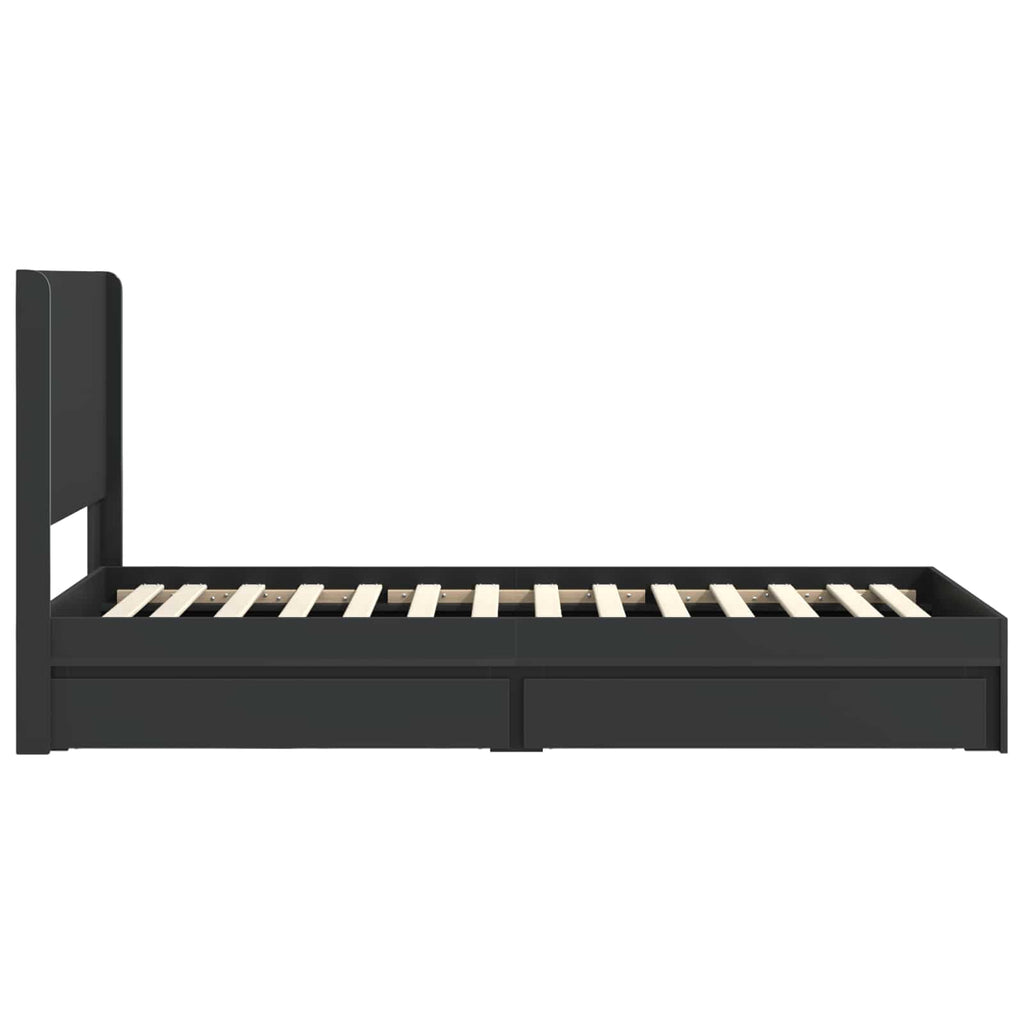 Bettgestell mit Stauraum und Kopfteil Schwarz 90 x 190 cm