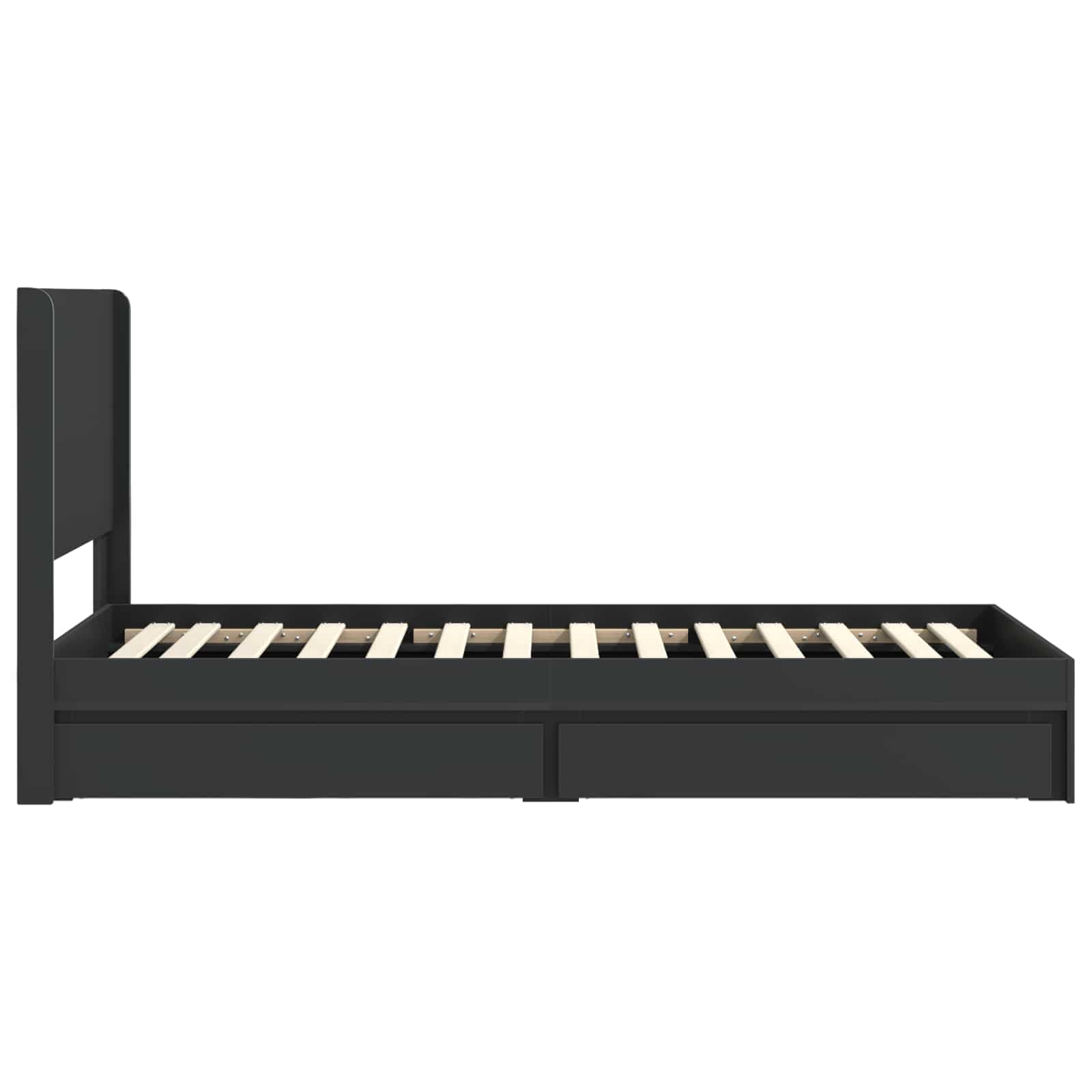 Bettgestell mit Stauraum und Kopfteil Schwarz 90 x 190 cm