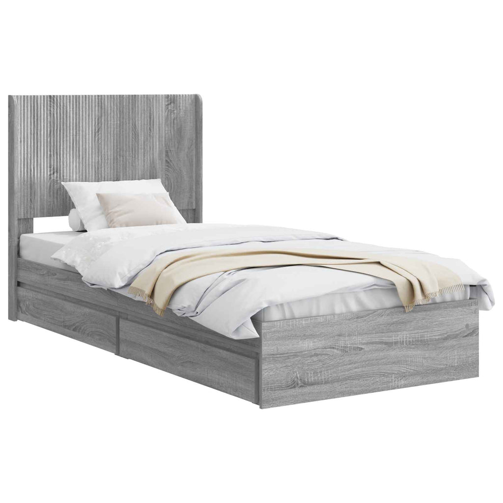 Bettgestell mit Stauraum und Kopfteil 3 pcs Holzwerkstoff