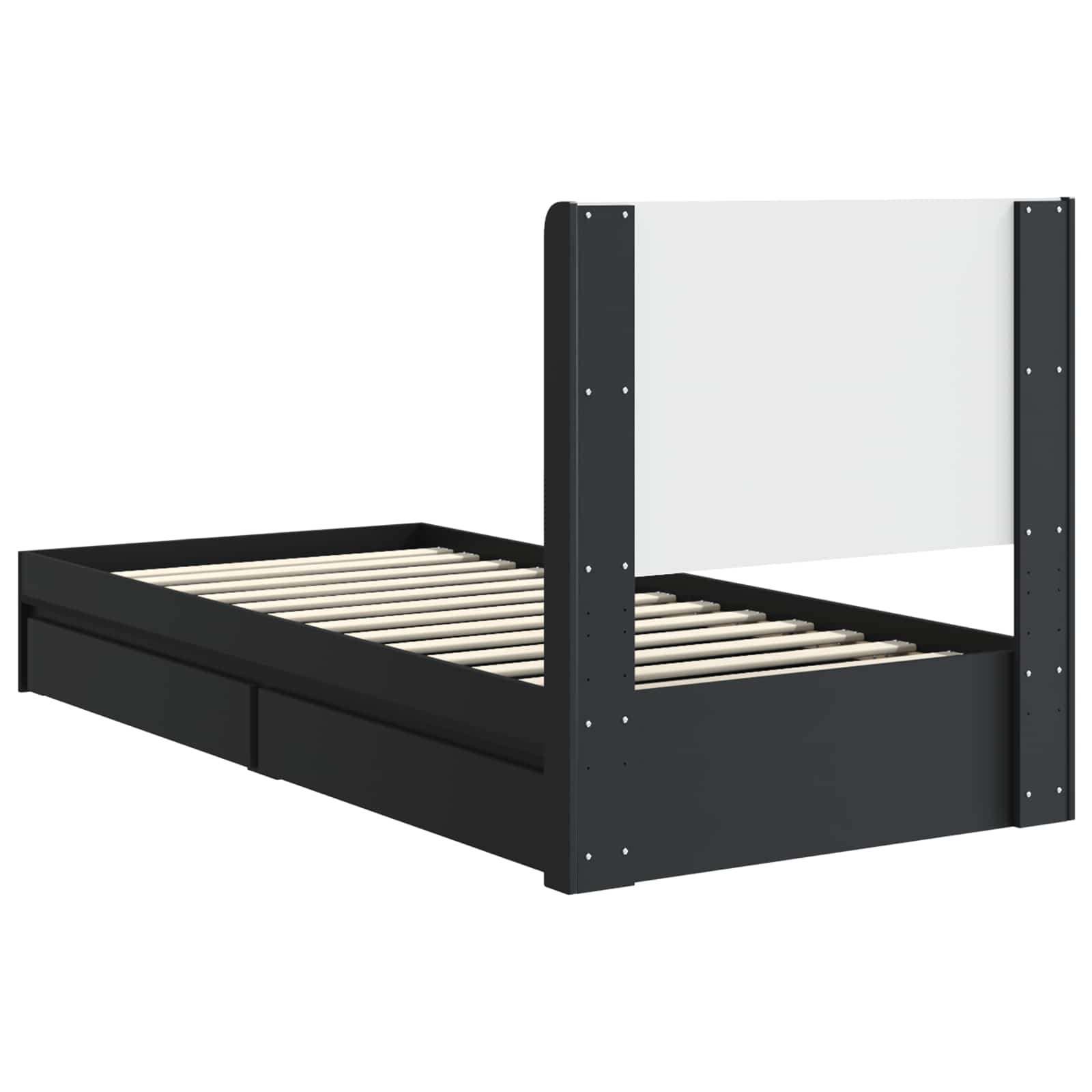 Bettgestell mit Stauraum und Kopfteil Schwarz 75 x 190 cm