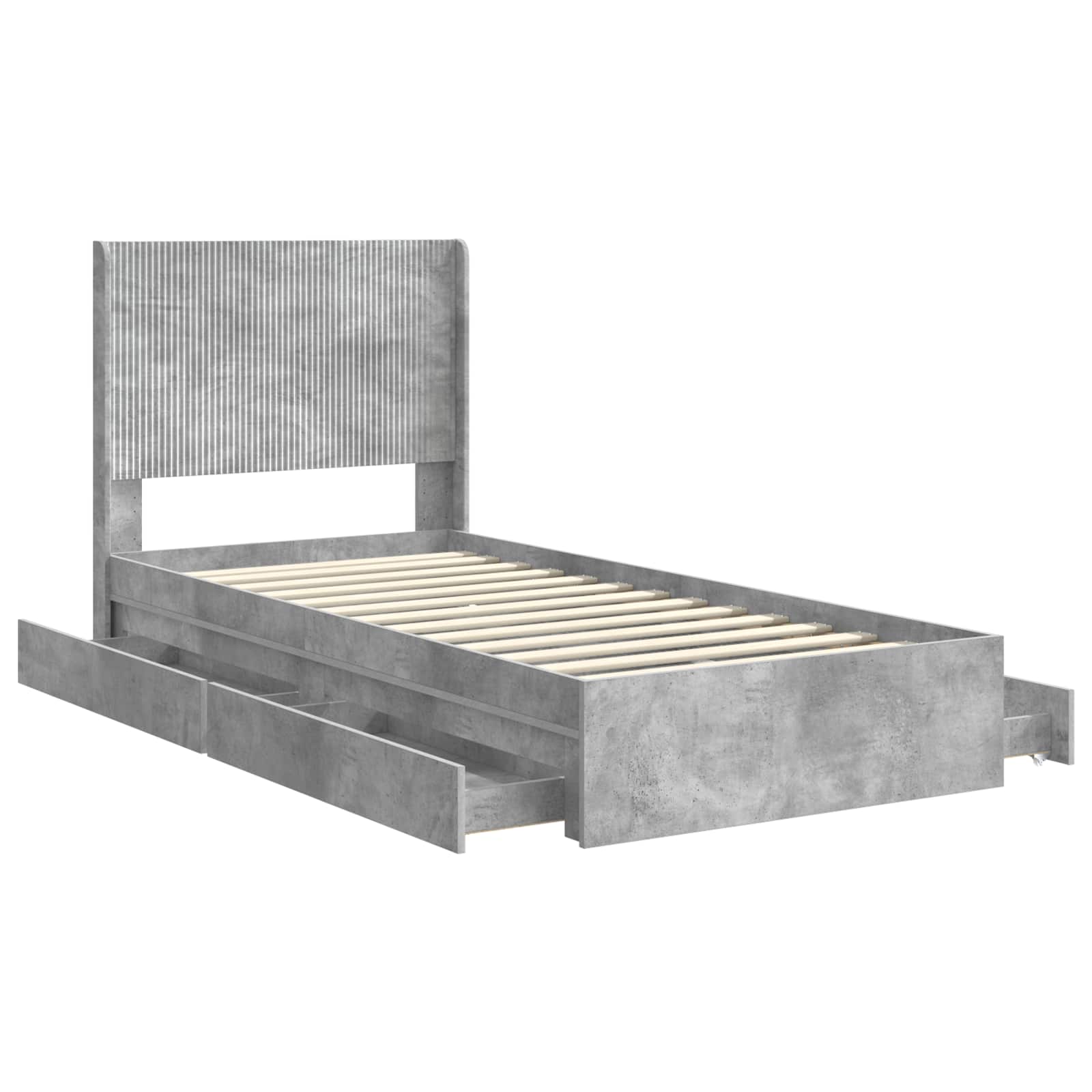 Bettgestell mit Stauraum und Kopfteil Betongrau 75 x 190 cm