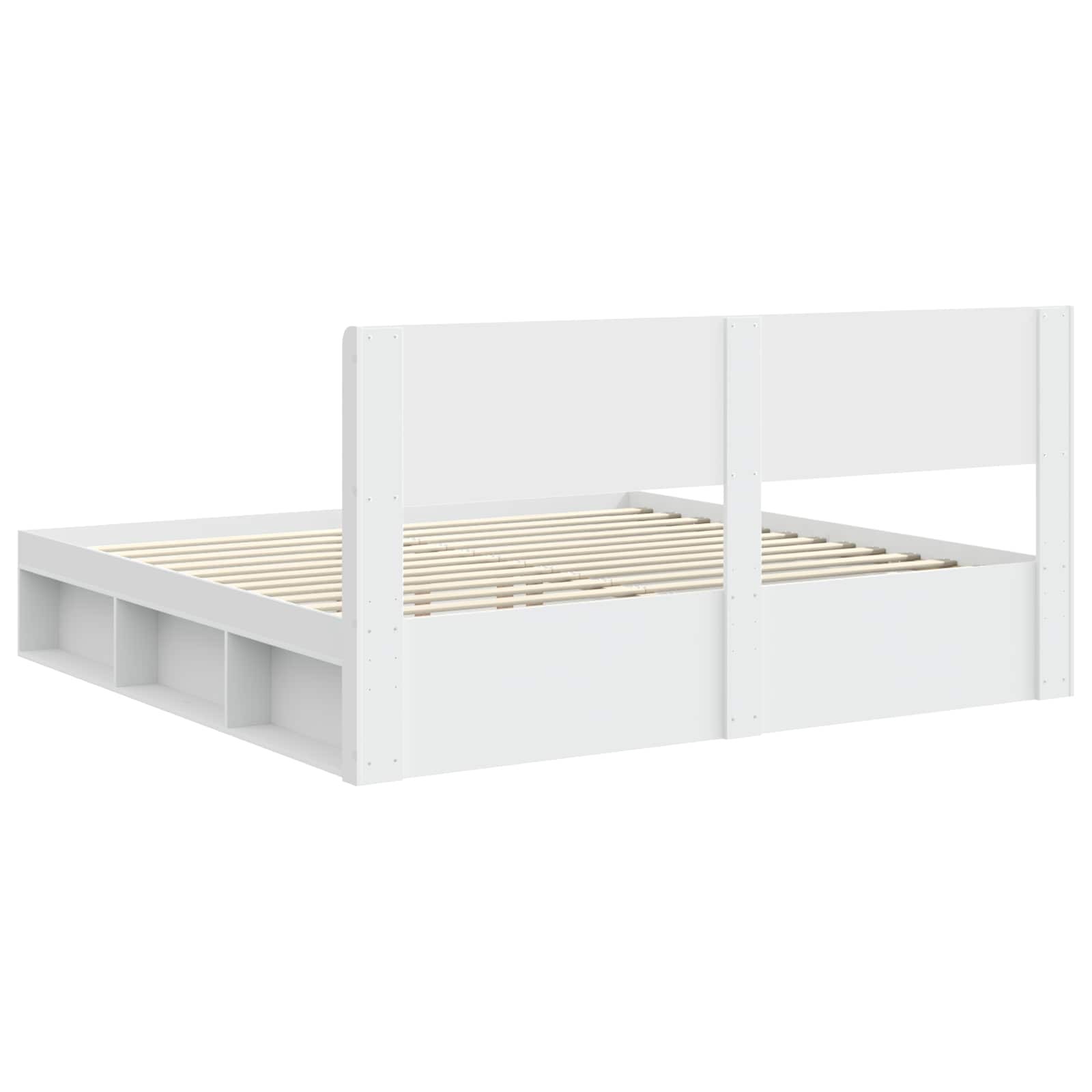 Bettgestell mit Stauraum und Kopfteil Weiß 200 x 200 cm