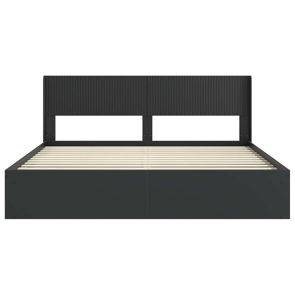 Bettgestell mit Stauraum und Kopfteil 3 pcs Holzwerkstoff