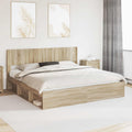 Bettgestell mit Stauraum und Kopfteil 3 pcs Holzwerkstoff