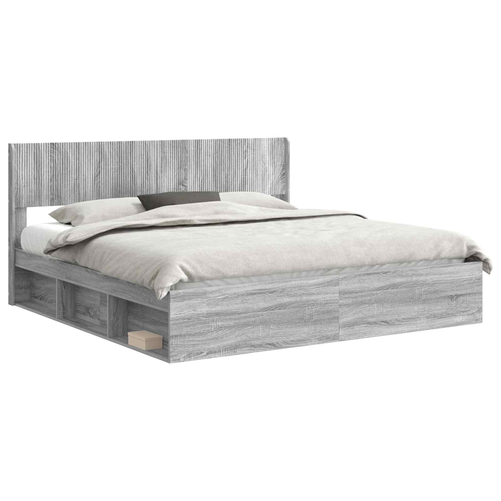 Bettgestell mit Stauraum und Kopfteil 3 pcs Holzwerkstoff