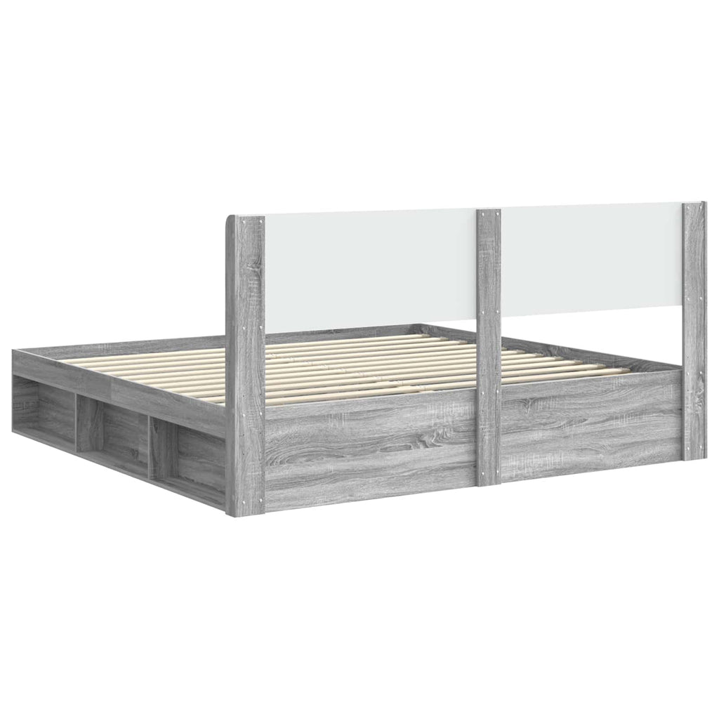 Bettgestell mit Stauraum und Kopfteil 3 pcs Holzwerkstoff