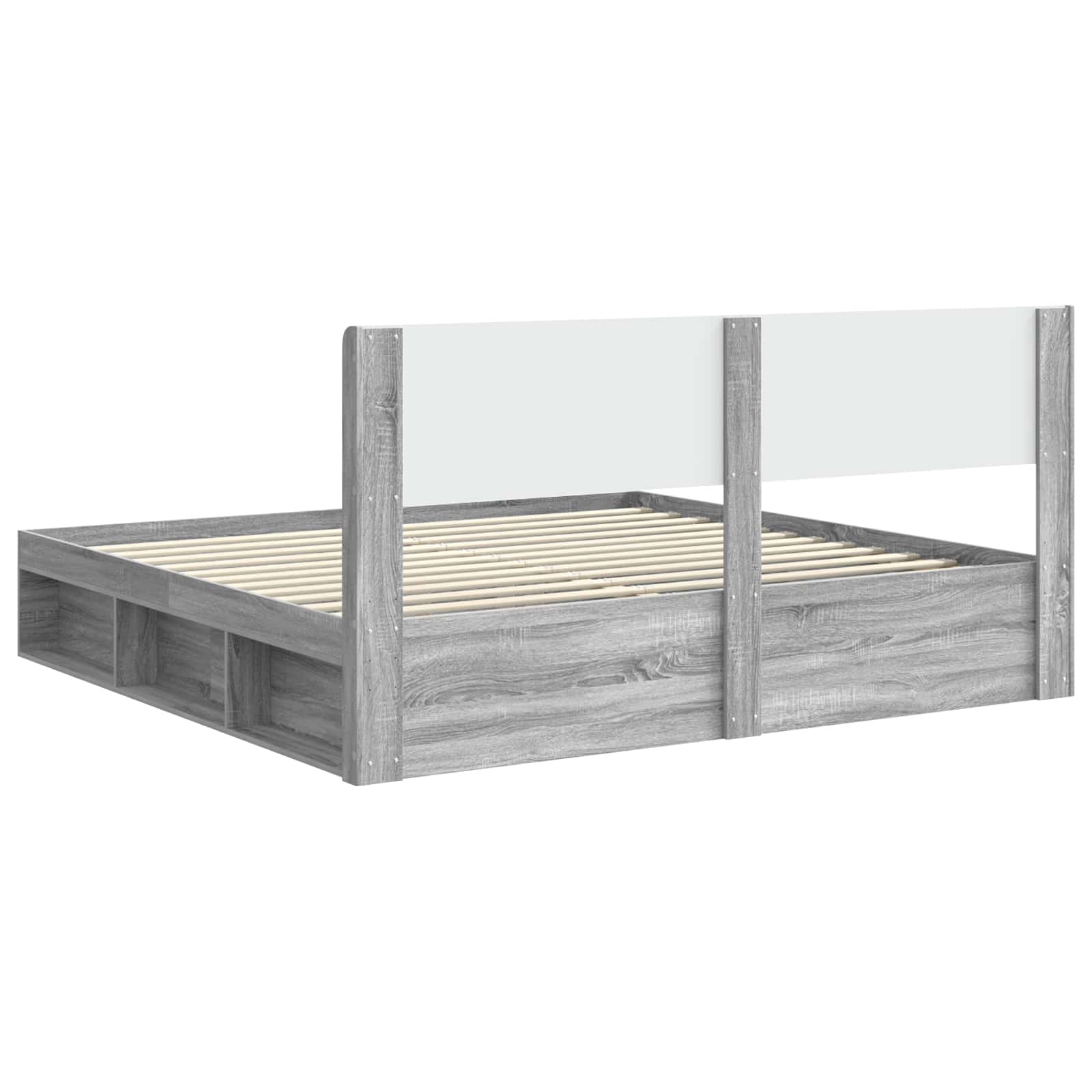 Bettgestell mit Stauraum und Kopfteil 3 pcs Holzwerkstoff