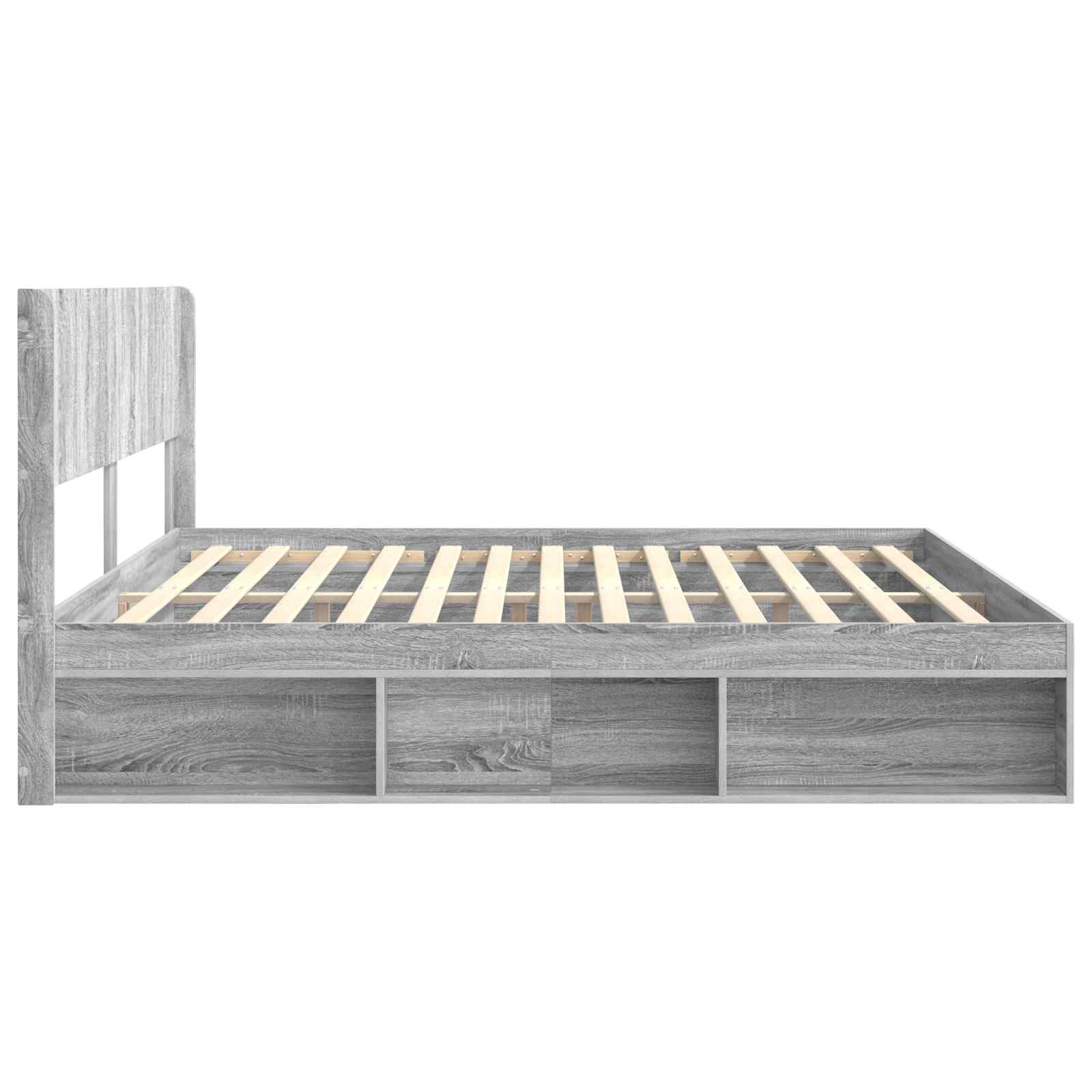 Bettgestell mit Stauraum und Kopfteil 3 pcs Holzwerkstoff