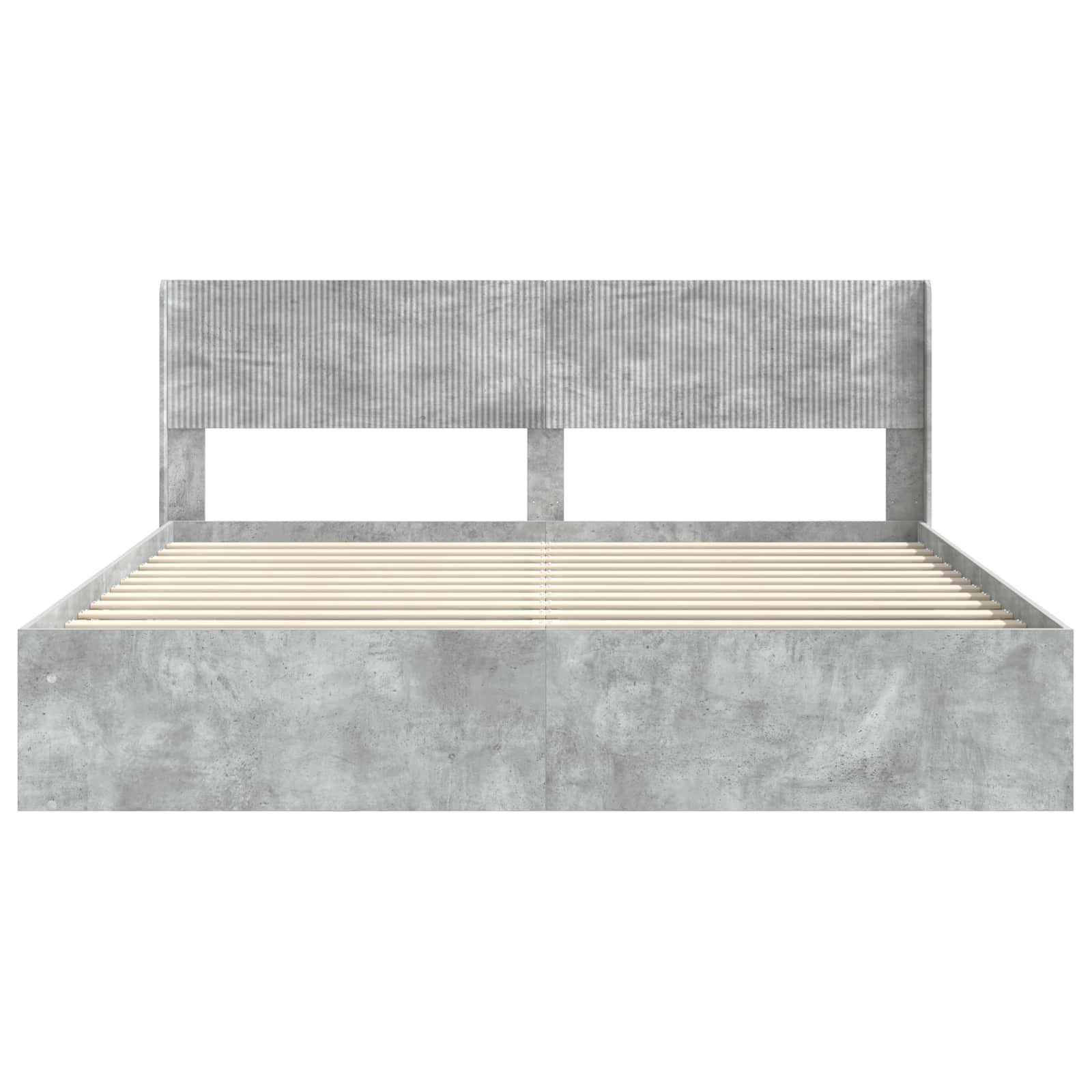 Bettgestell mit Stauraum und Kopfteil Betongrau 180 x 200 cm