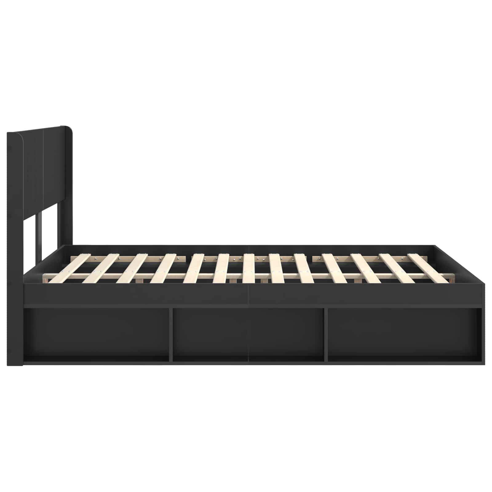 Bettgestell mit Stauraum und Kopfteil Schwarz 160 x 200 cm