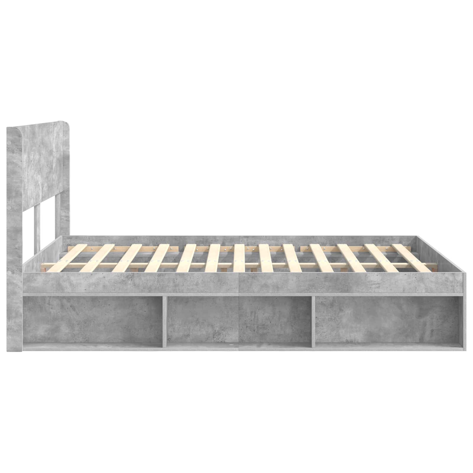 Bettgestell mit Stauraum und Kopfteil Betongrau 160 x 200 cm