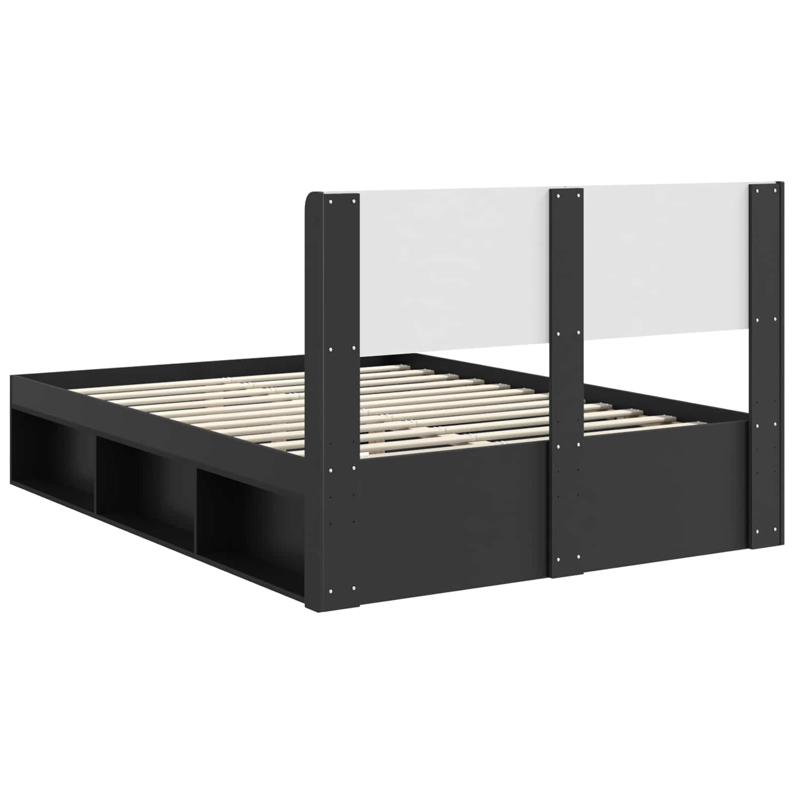 Bettgestell mit Stauraum und Kopfteil Schwarz 150 x 200 cm