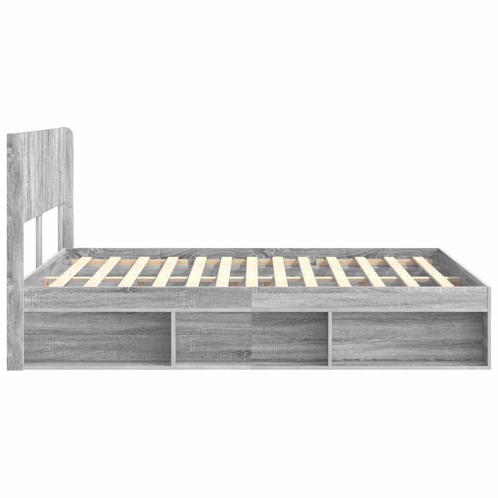 Bettgestell mit Stauraum und Kopfteil Grau Sonoma 150 x 200 cm