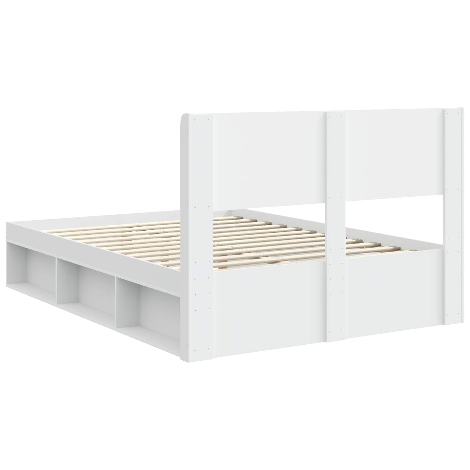 Bettgestell mit Stauraum und Kopfteil Weiß 140 x 190 cm