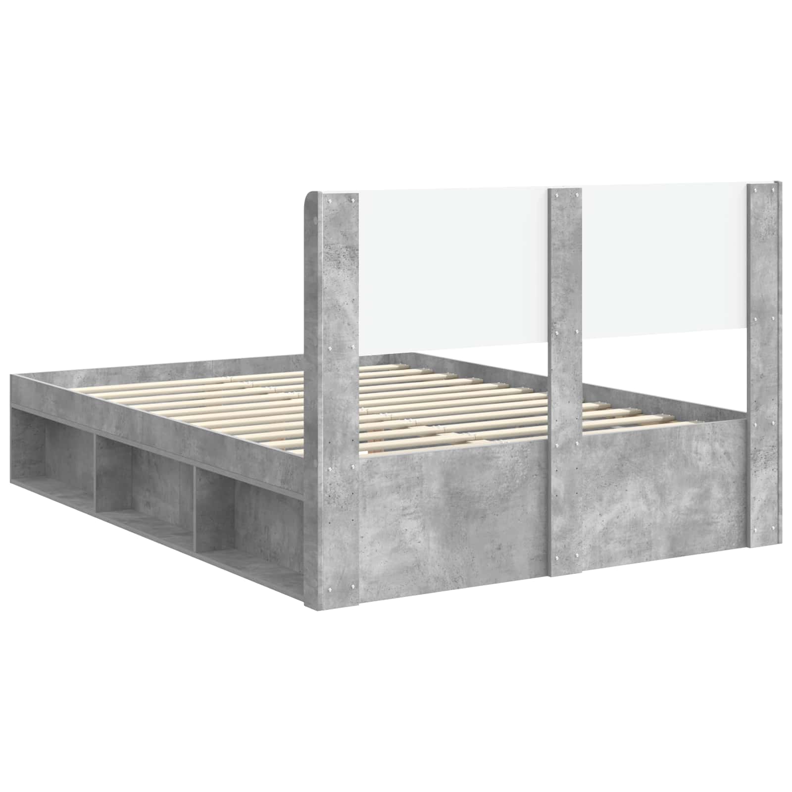 Bettgestell mit Stauraum und Kopfteil Betongrau 140 x 190 cm