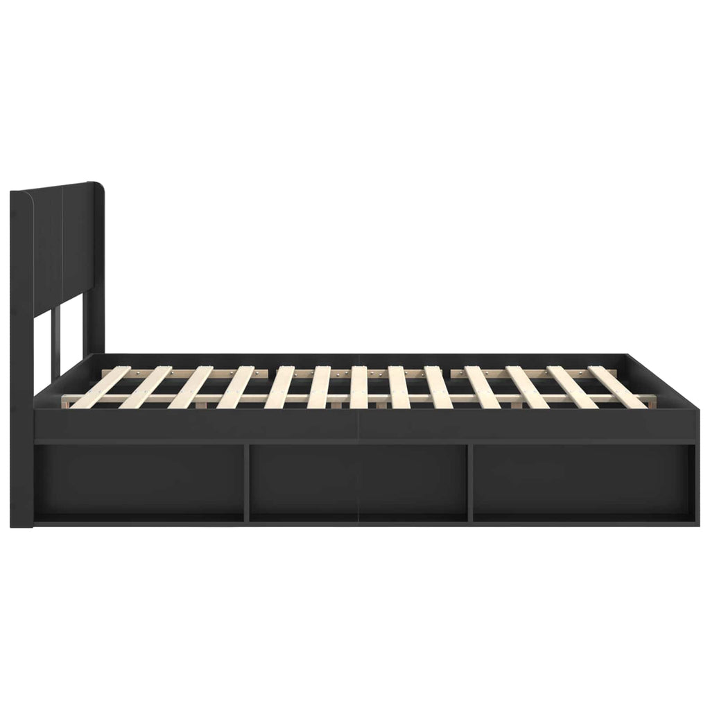Bettgestell mit Stauraum und Kopfteil Schwarz 120 x 200 cm