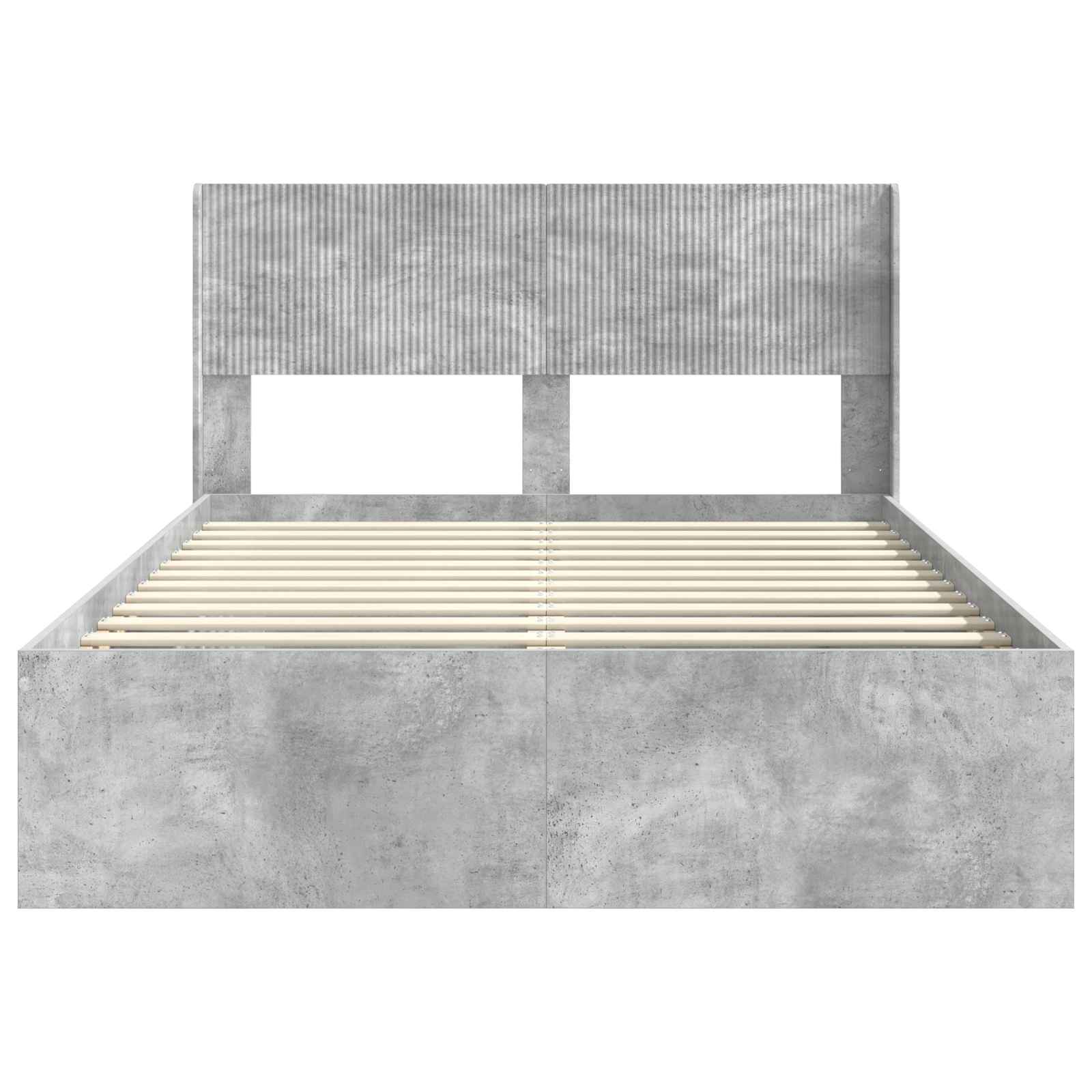 Bettgestell mit Stauraum und Kopfteil Betongrau 120 x 200 cm