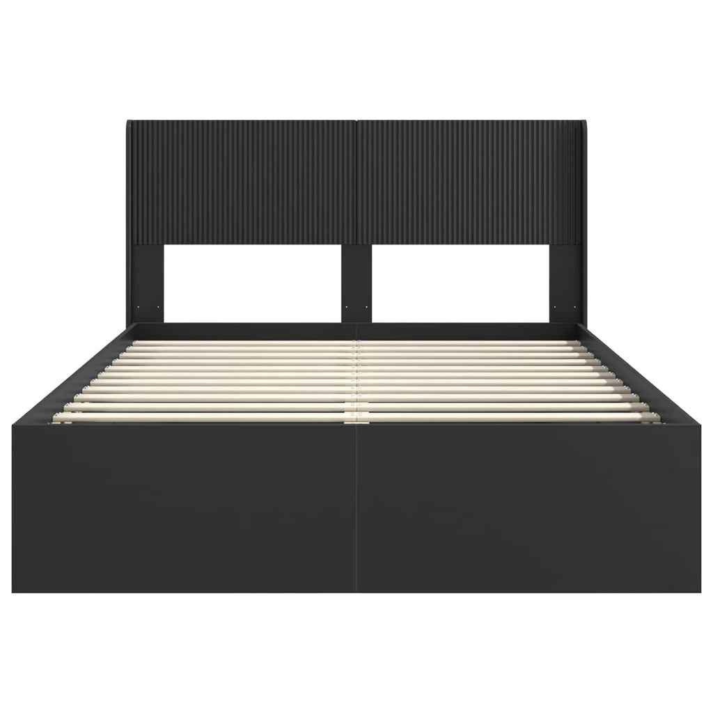 Bettgestell mit Stauraum und Kopfteil Schwarz 120 x 190 cm